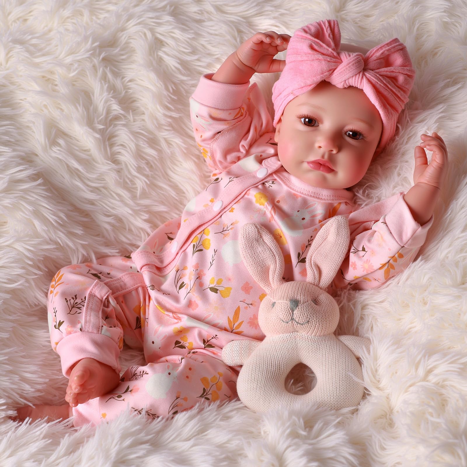 BABESIDE Reborn Baby Mädchen - 20 Zoll Weicher Stoffkörper, Lebensechte Reborn Puppe, Wie Echtes Neugeborenes mit Outfit & Zubehör, Kuscheliger Begleiter für Kinder ab 3 Jahren