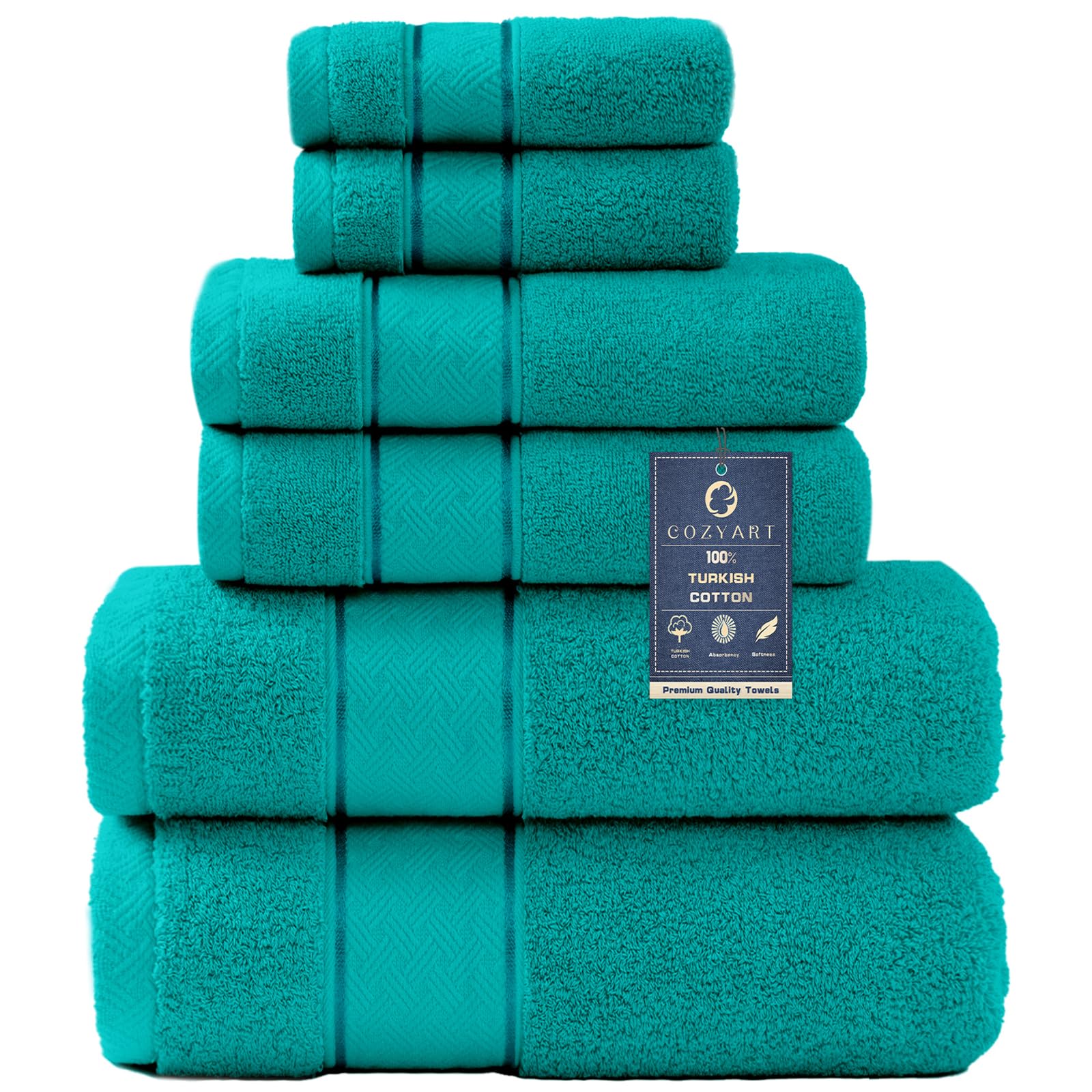 Amazon.com: COZYART Turquoise Bath Towels Set 6 Piece, Luxury 100