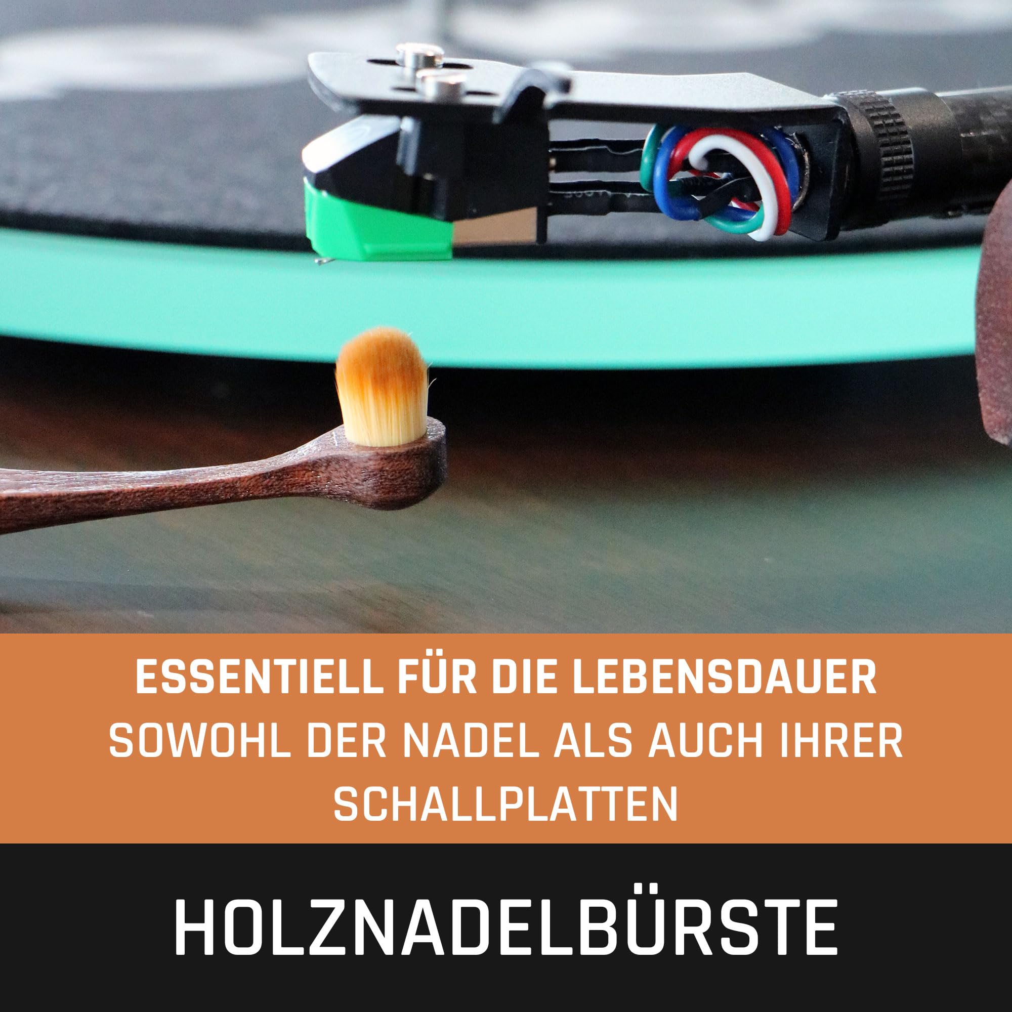 Lenco TTA-6IN1-6-in-1 Plattenspieler-Zubehörset - Deluxe-Set für Schallplattenreinigung - Hochwertiges Holz