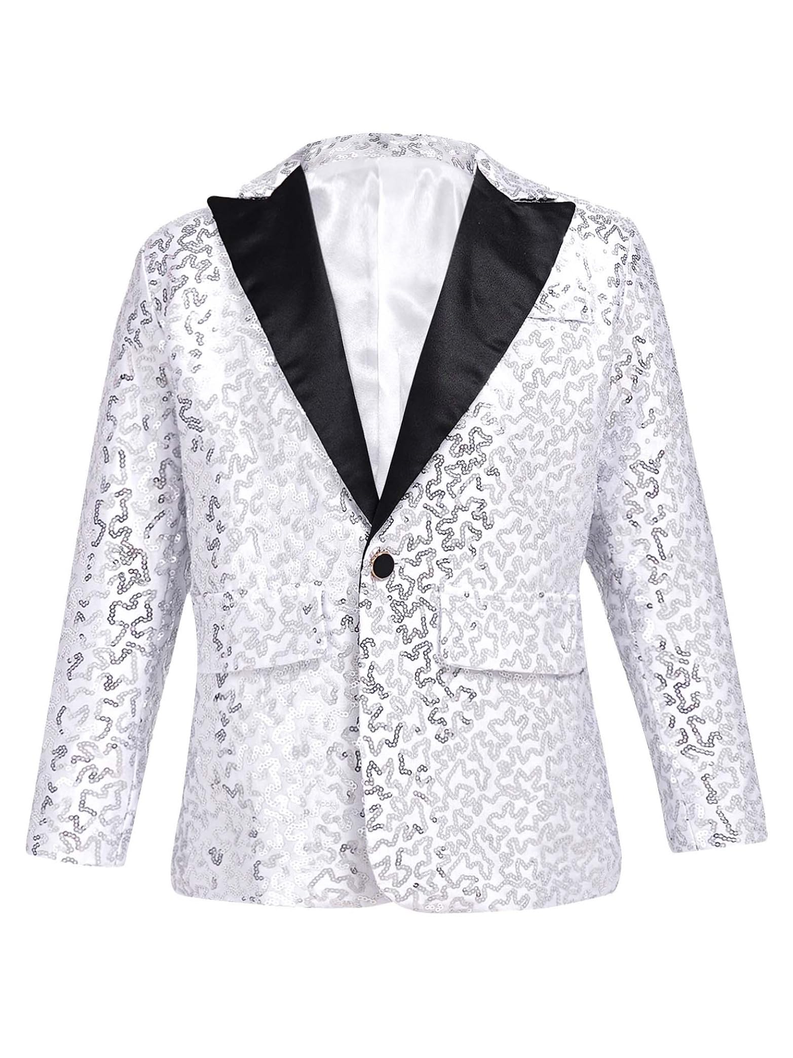 Chaqueta de traje de manga larga para niños con lentejuelas, blazer brillante, festivo para carnaval, fiesta temática