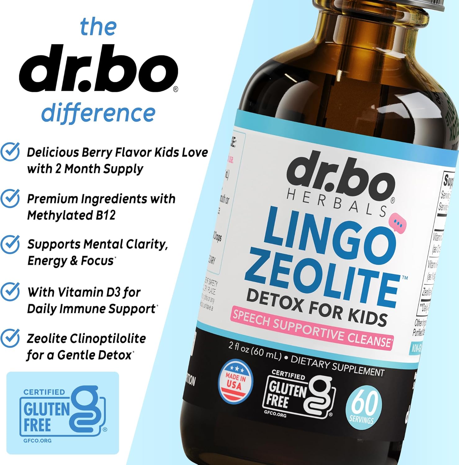Zeolite Detox for Kids Lingo Drops - Natural Lingo Zeolite Drops for Kids Methylated B12 & D3 Advanced Clinoptilolite - Pure Extra Clinoptilolite Leap Liquid Detox Body Cleanse Supplement Ages 3+, 2oz - Image 4