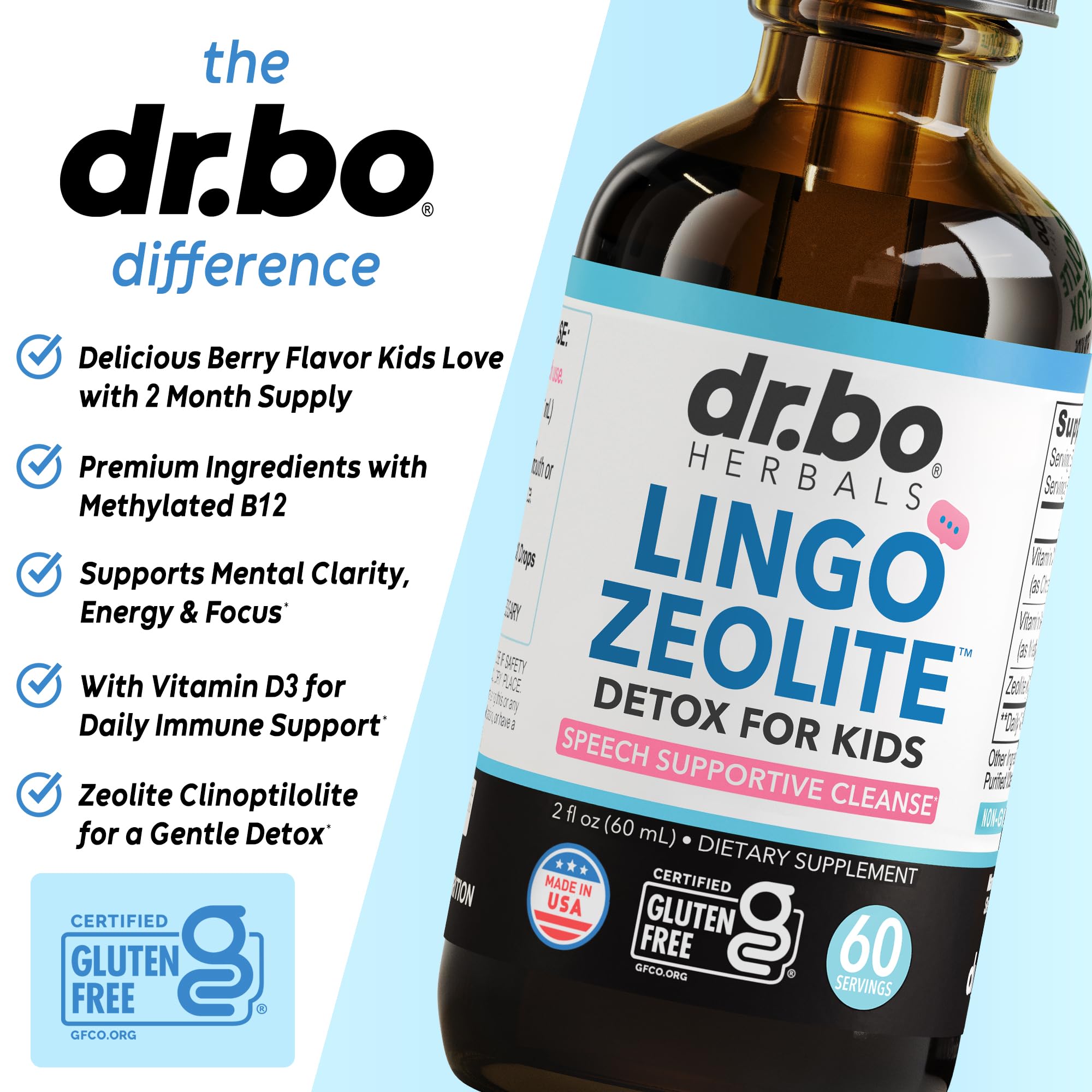 Zeolite Detox for Kids Lingo Drops - Natural Lingo Zeolite Drops for Kids Methylated B12 & D3 Advanced Clinoptilolite - Pure Extra Clinoptilolite Leap Liquid Detox Body Cleanse Supplement Ages 3+, 2oz — Amazon image 4