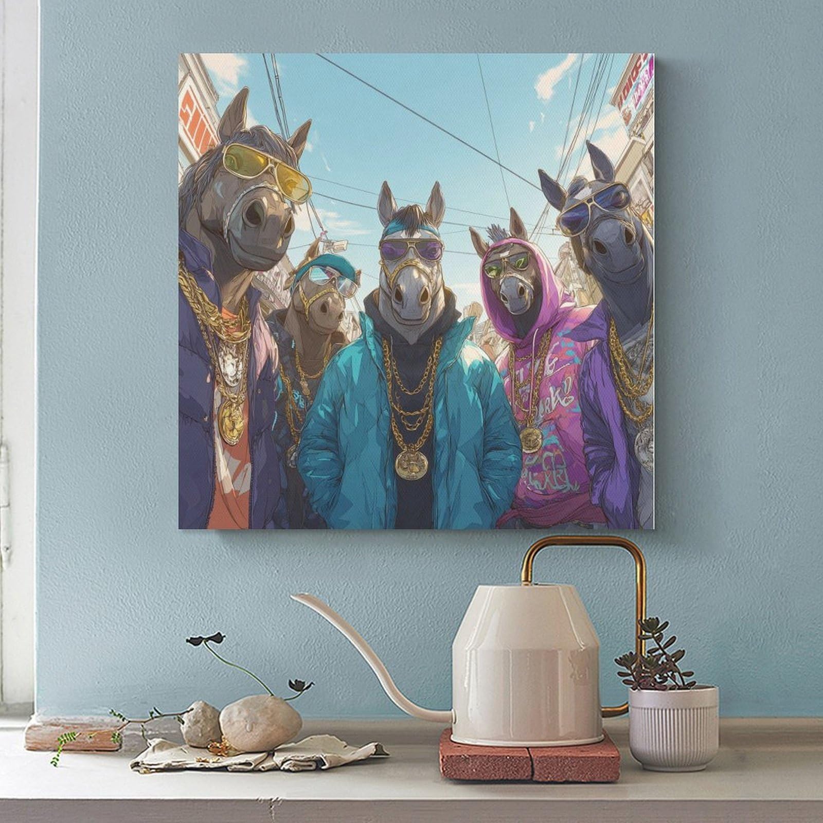 Tela in stile hip hop, ritratto di animali alla moda, arte da parete, poster per camera da letto, decorazione per ufficio, stanza, regalo, 50,8 cm di lunghezza x 50,8 cm di larghezza