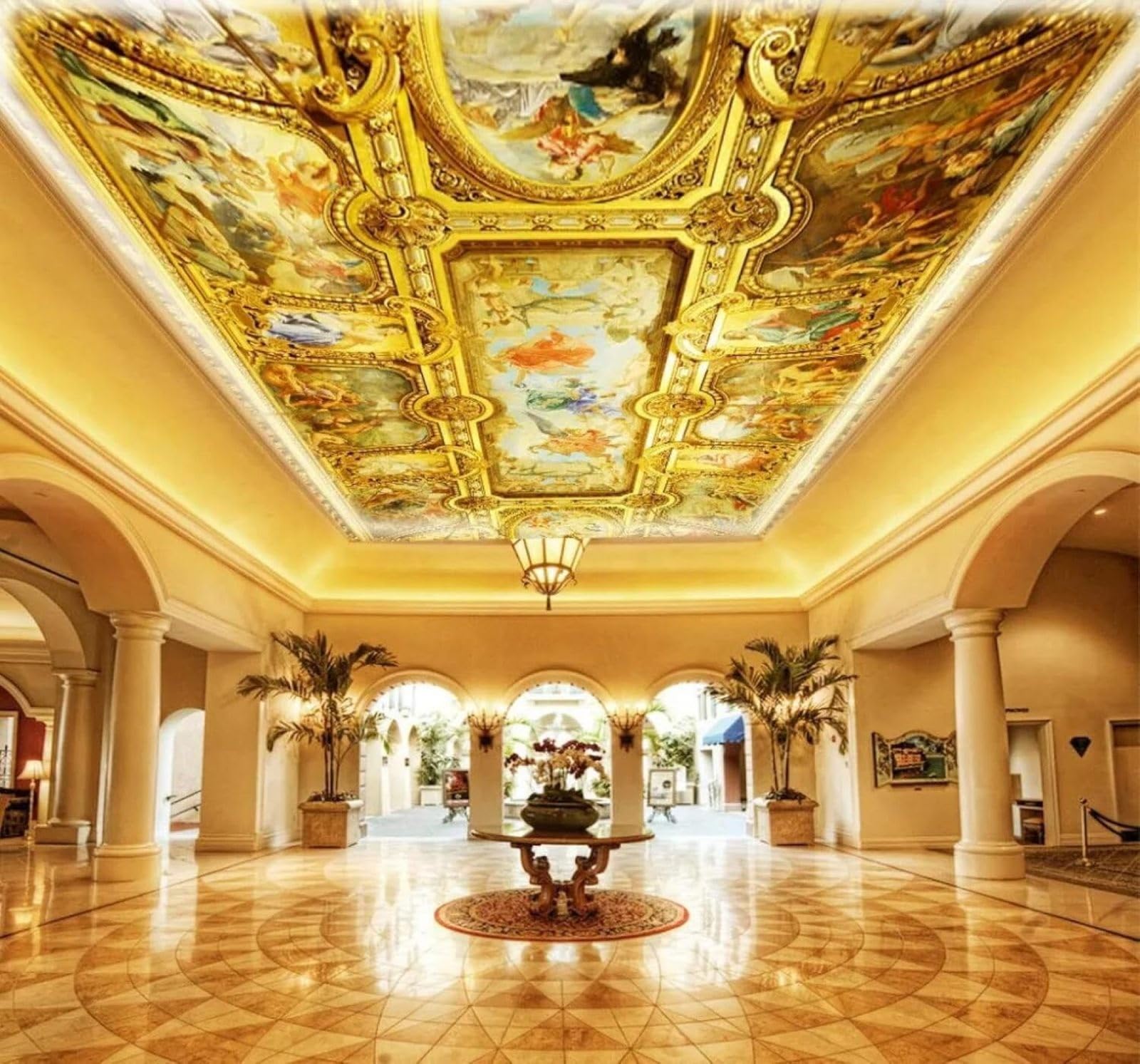 XLMING Luxury Gold Architecture Hand Drawn People 3D Wallpaper Premium Textured Silk Study Dining Living Room Bedroom Sofa TV Wall Easy Install-430cm×300cm