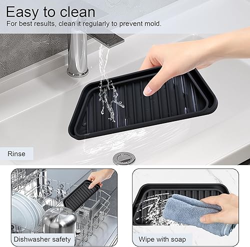 Miniatura 16 de KindGa Bandeja colectora de goteo para refrigerador, bandeja dispensadora de hielo y agua, para refrigerador, almohadilla de agua para drenaje Gris