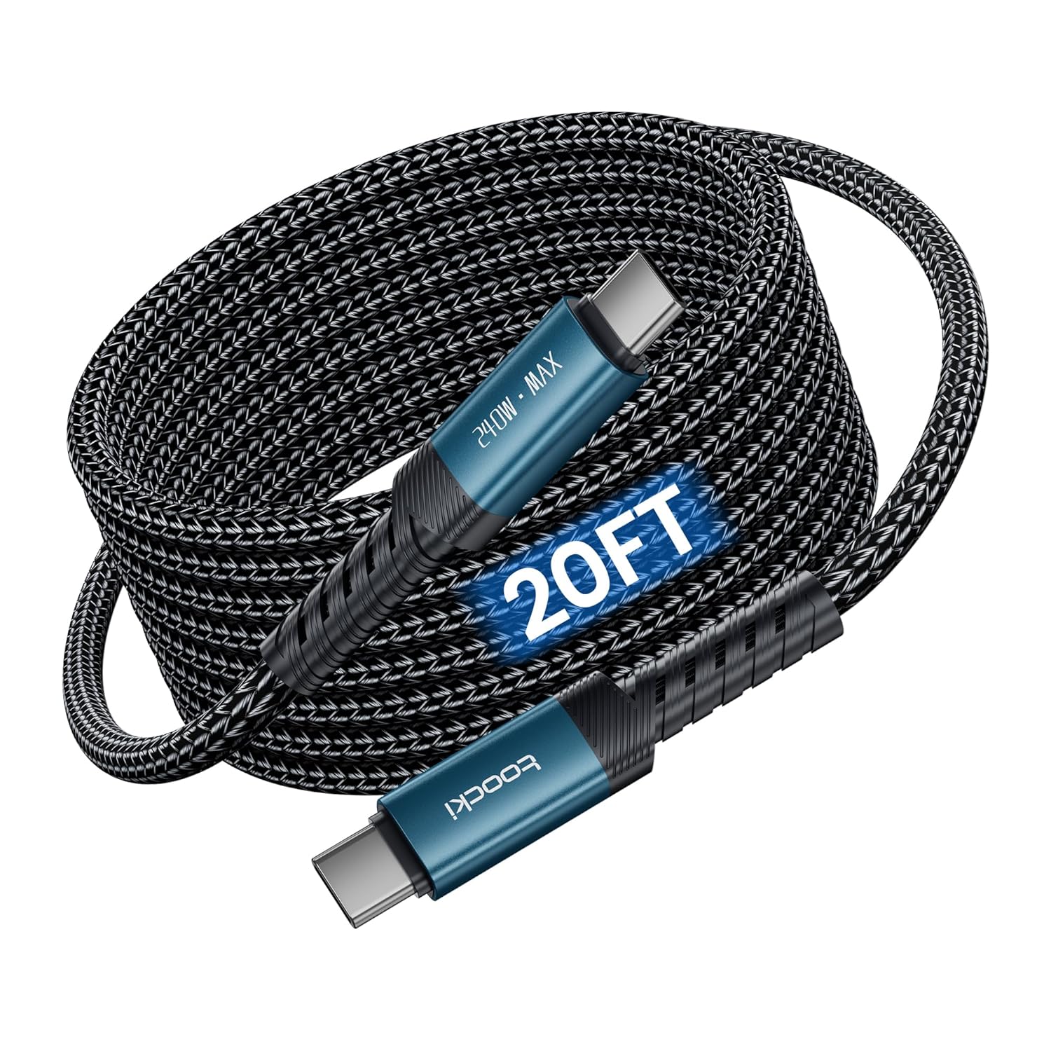 toocki 20FT USB C to USB C Cable 240W Fast Charging, Extra Long PD 3.1 Type C Cord, Durable Nylon Braided, Compatible with iPhone 17/16/15 Pro Max, MacBook Pro/Air, iPad Pro, Samsung Galaxy, Android