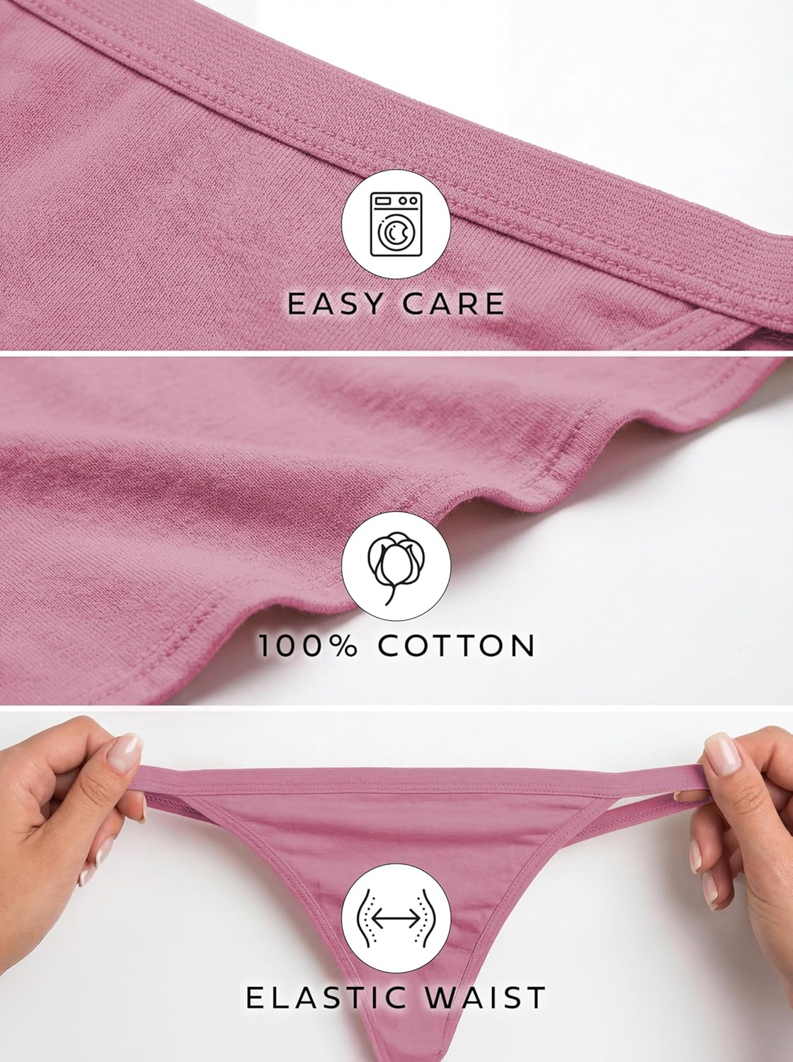 Sexy Basics Womens String Bikini Briefs | 100% Cotton | No Show Underwear | Multi Packs & Colors - Image 5