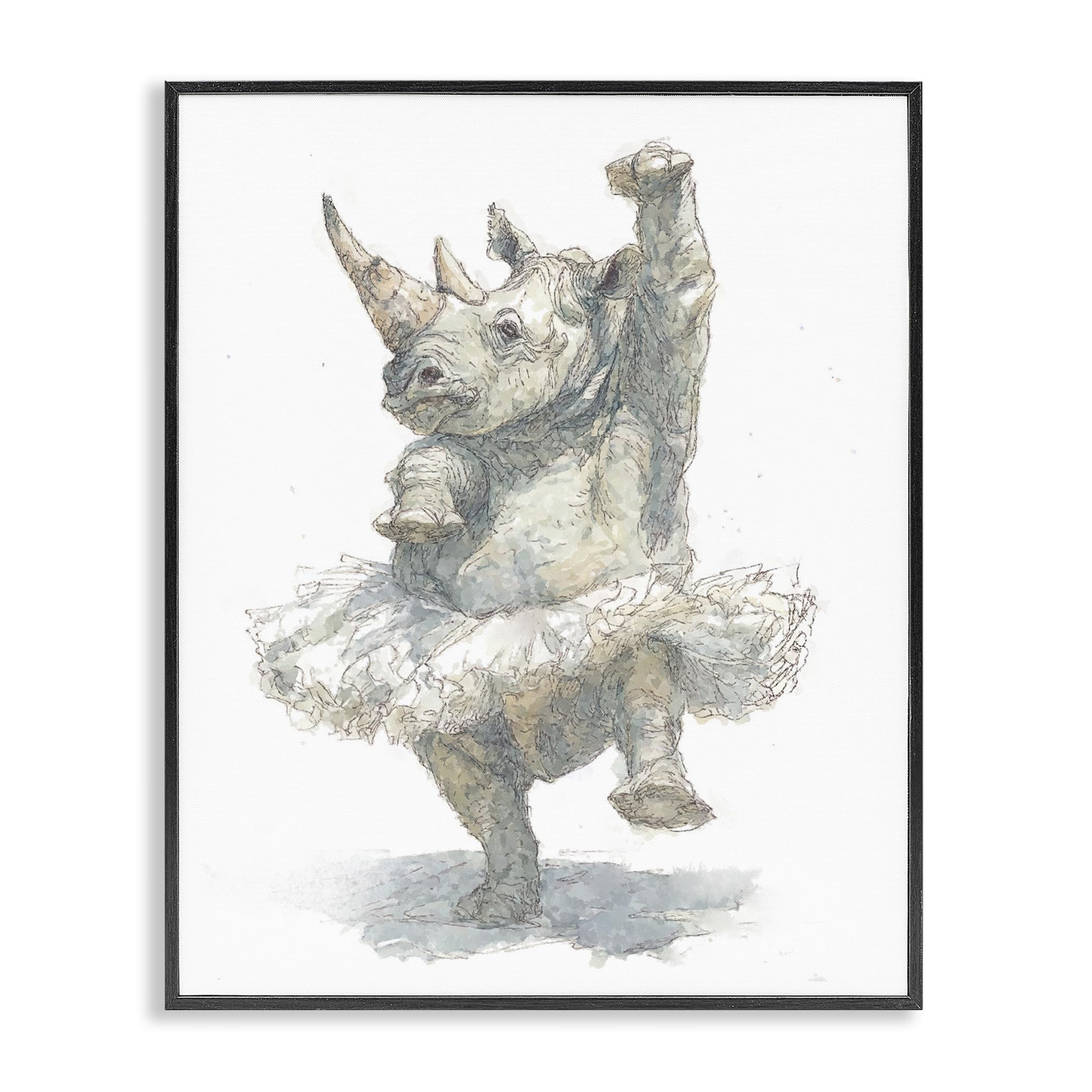 Tutu de ballet rhinocéros encadré gris Ziwei Li Stupell Industries décoration murale