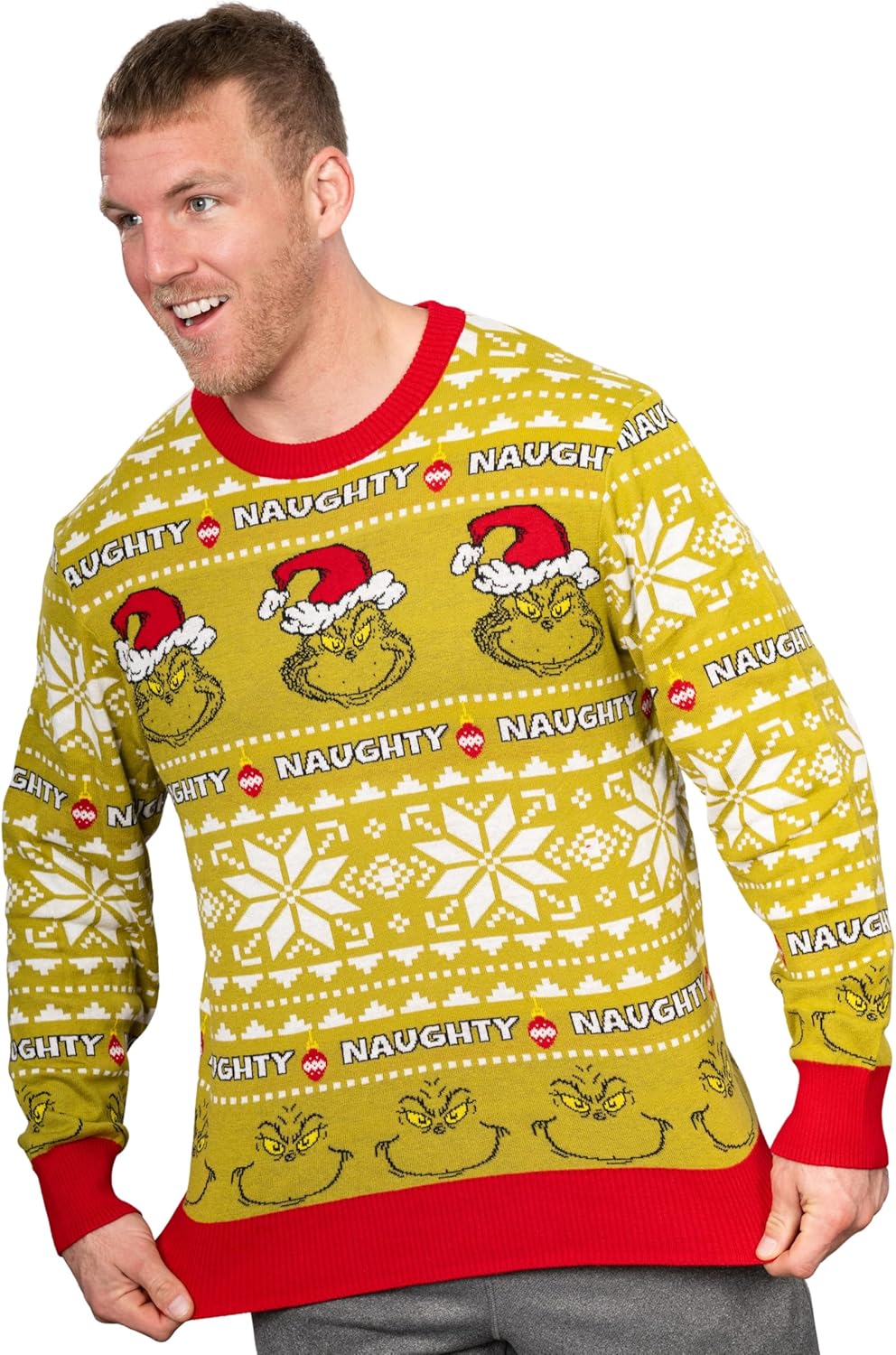 Junk Food Green Monster Santa Hat Xmas Adult Knitted Ugly Christmas Sweater