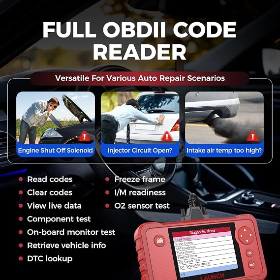 LAUNCH X431 Creader VII+ V2.0 Car Code Reader 2026,Full EOBD OBD2 Scanner Testing Engine/Transmission/ABS/Airbag System, 3 Reset Oil Service/Throttle Relearn/SAS Reset, Lifetime Free Update
