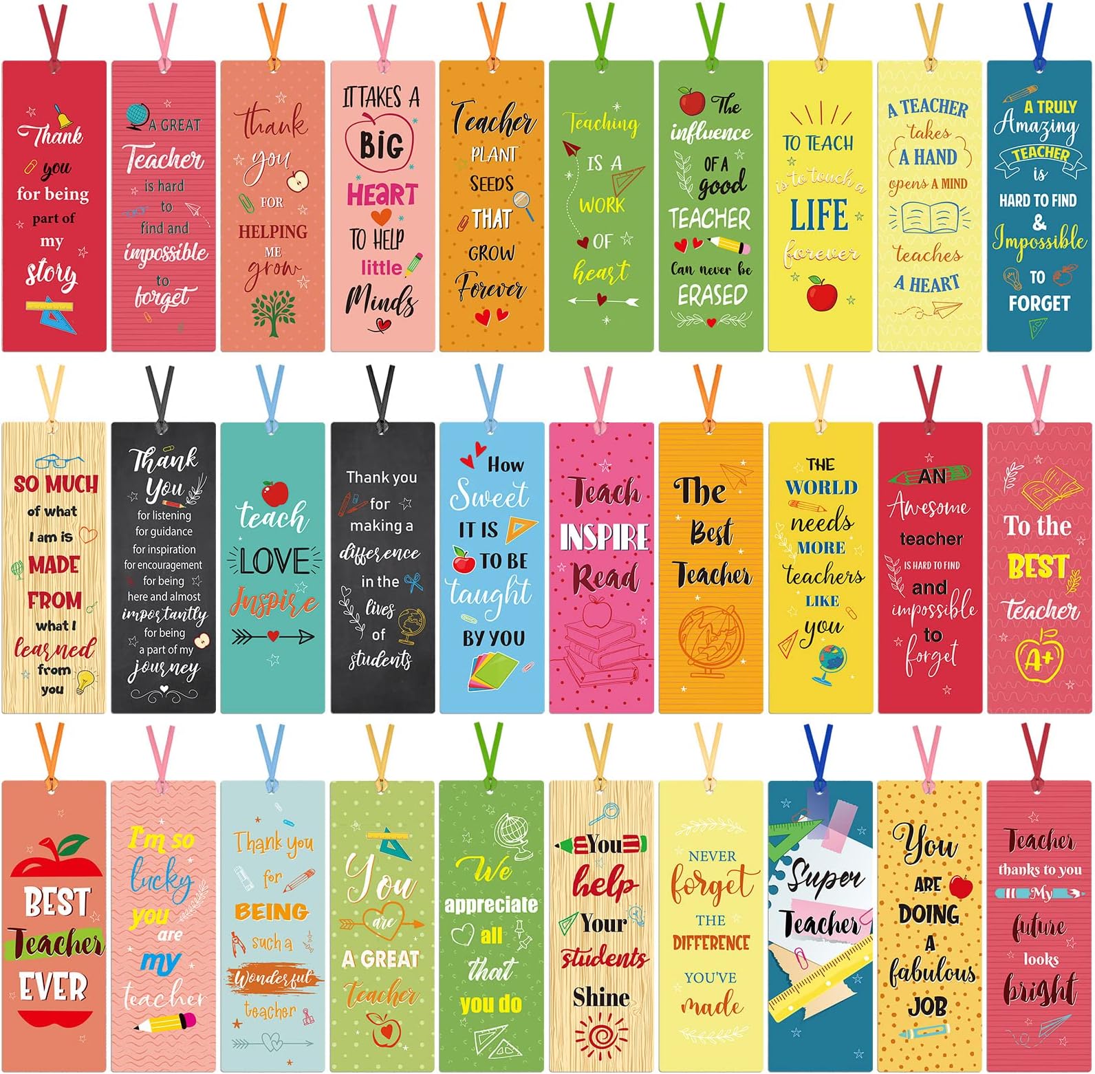 Amazon.com: 120 Pack Teacher Bookmarks Teacher Appreciation Gifts in ...