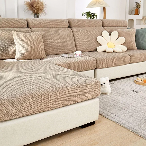 Disayu Magic Sofa Covers Couch Covers 2024 New Couch Cushion Covers Universal Sofa Covers Washable Stretch Slipcovers for Sectional Sofa (Texture Light Coffee,Large Double Seat Cover)