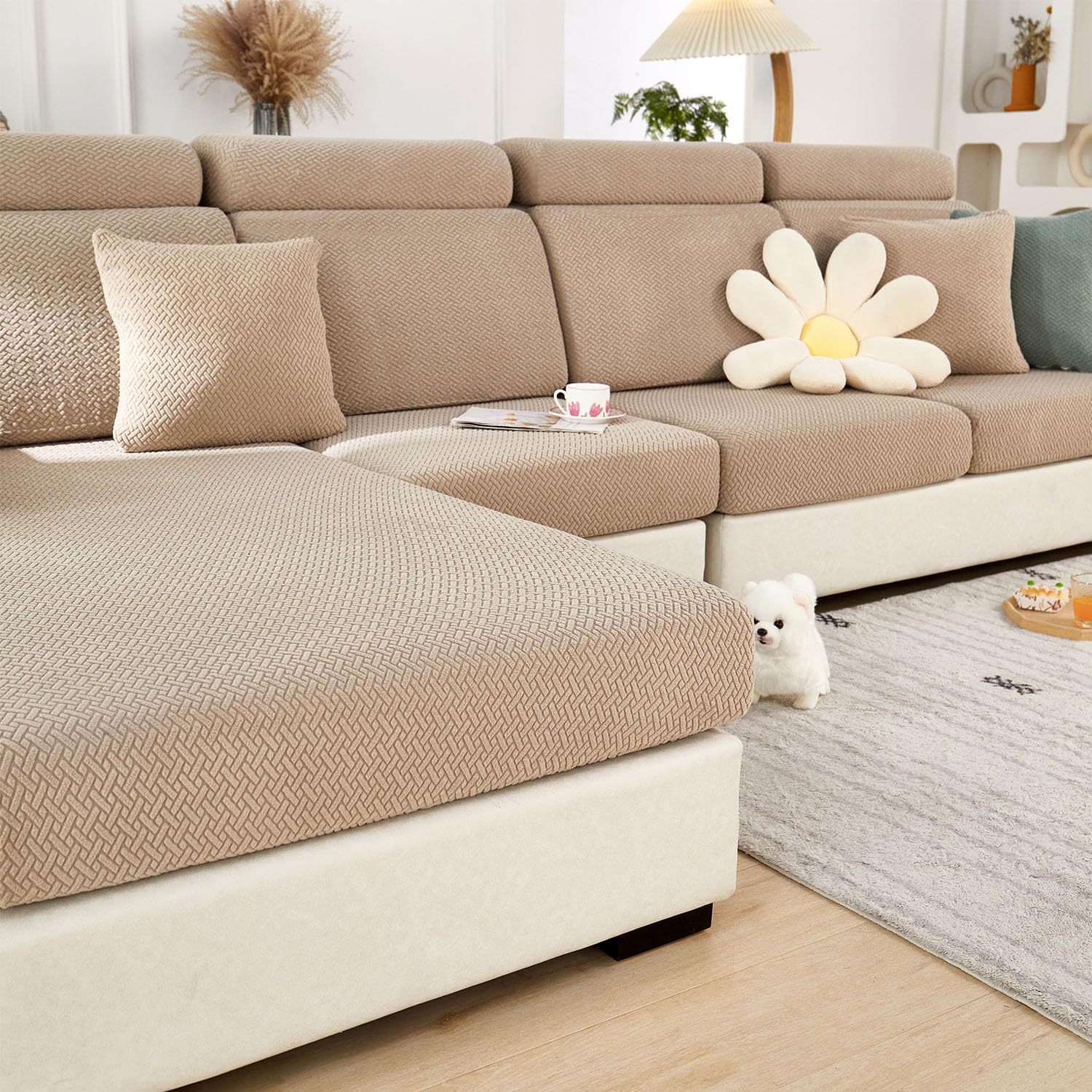 Disayu Couch Cushion Covers for Sectional Sofa, Sectional Couch Covers for Furniture, Sofa Covers Washable Stretch Sofa Slipcovers Soft,Anti Slip,