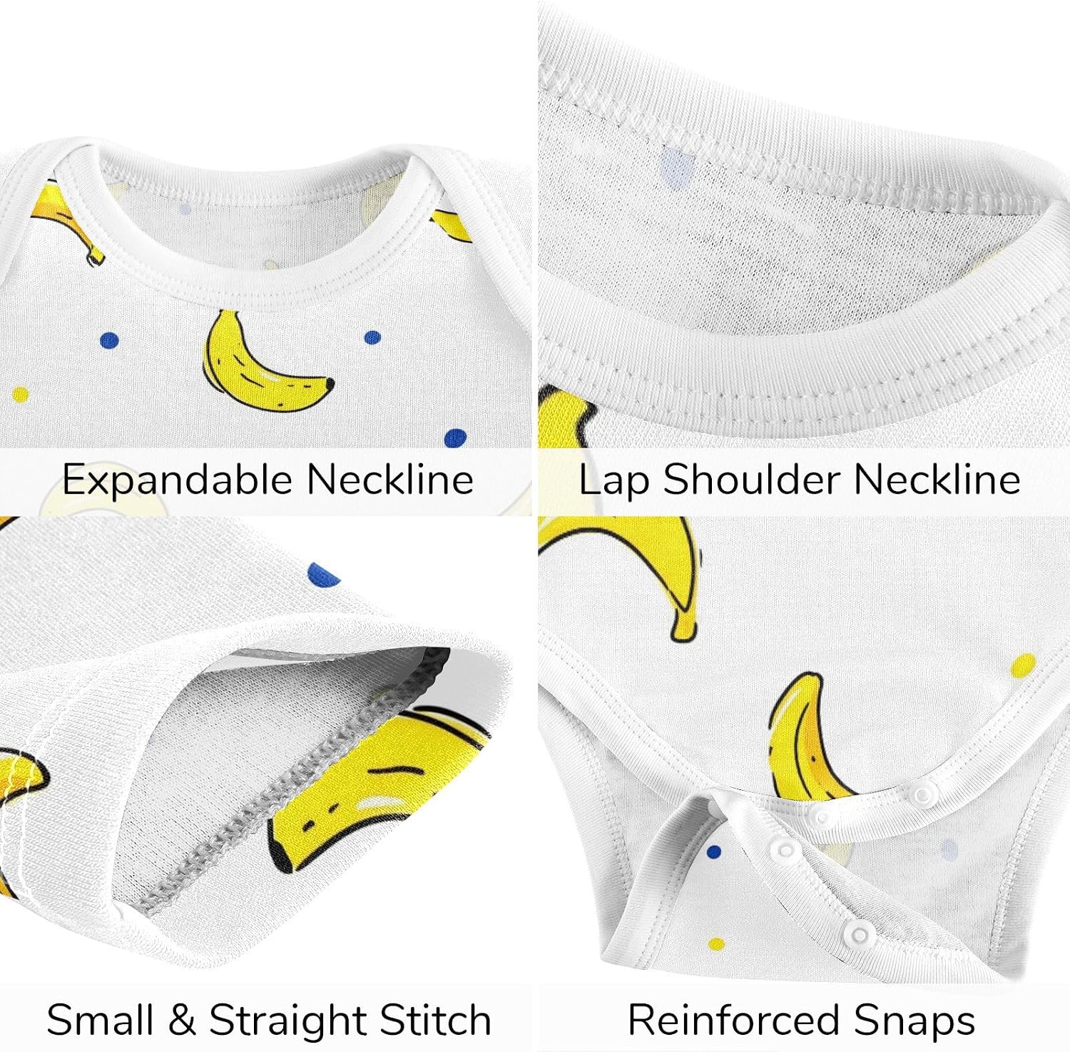 vvfelixl Baby Clothes Bananas Blue Dots Baby Bodysuits Set Unisex Short Sleeve Babys Pants Sets 0-3M