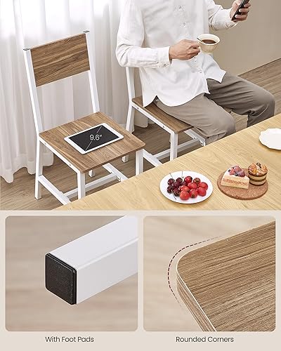 Miniatura 3 de VASAGLE Juego de 2 sillas de comedor, sillas de madera rústica con marco de acero metálico, fácil de montar, asiento cómodo, silla moderna de granja