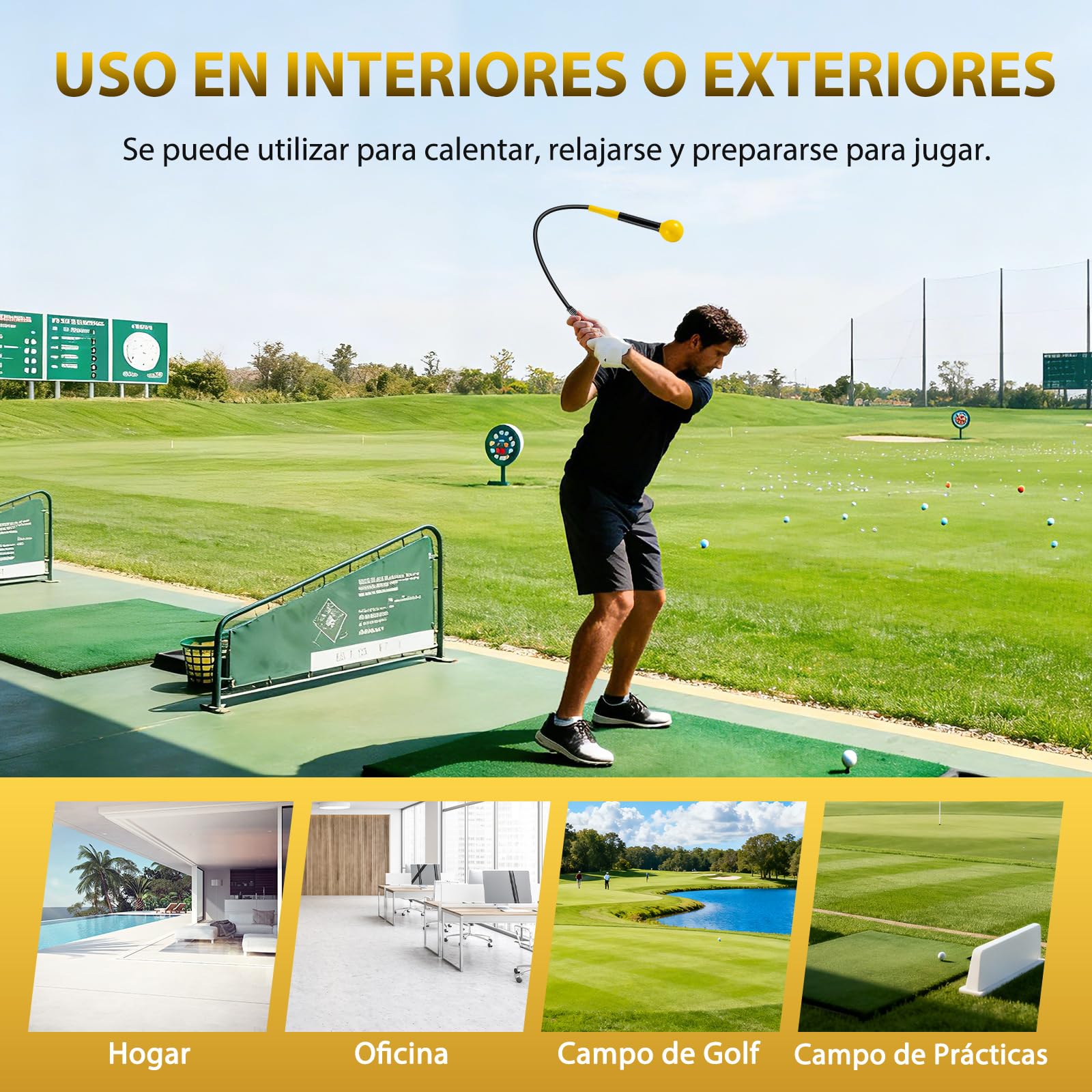 COSTWAY Ayuda para Entrenamiento del Swing de Golf, Palo de Práctica con Cabeza Pesada
