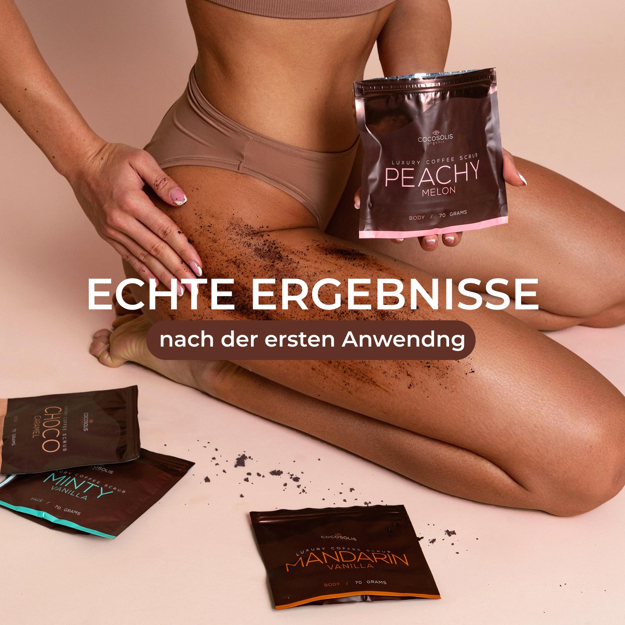COCOSOLIS SCRUB Kaffee-Body Scrub-Set - ätherische Öle - Das perfekte luxuriöse Geschenkset Frauen - 3 x Peeling Körper und 1 x Peeling Gesicht (280 gr)