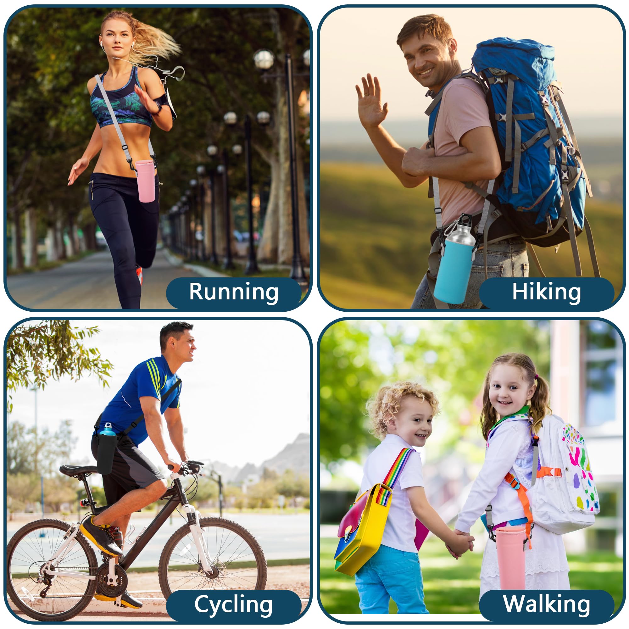 Water Bottle Holder Neoprene Water Bottle Carrier Bag Portable Water Bottle Sleeve with Adjustable Shoulder Strap for Outdoor Hiking Camping 3 Pieces 750 ml - Image 3