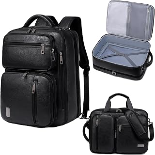 weiatas 3-in-1 Vegan Leather Convertible Laptop Bag for Men Women, Expandable Travel Backpack Work Briefcase Messenger Bag