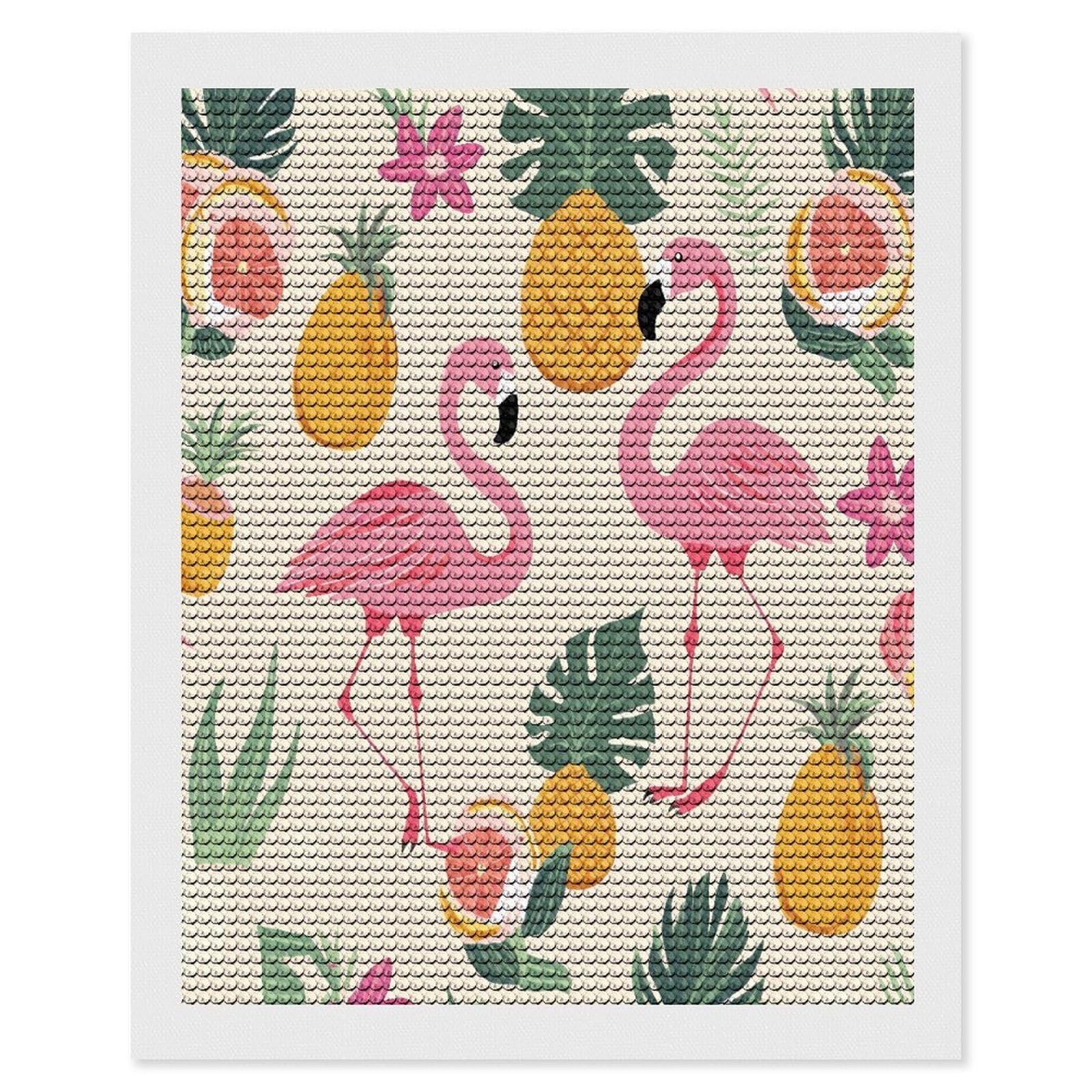 JTREHY Flamingos and Pineapples Diamond Art Kits Personalized DIY Round Diamond Painting Kits for Beginner Full Drill Diamonds Dots Paintings for Adults Gem Art Crafts Home Decor