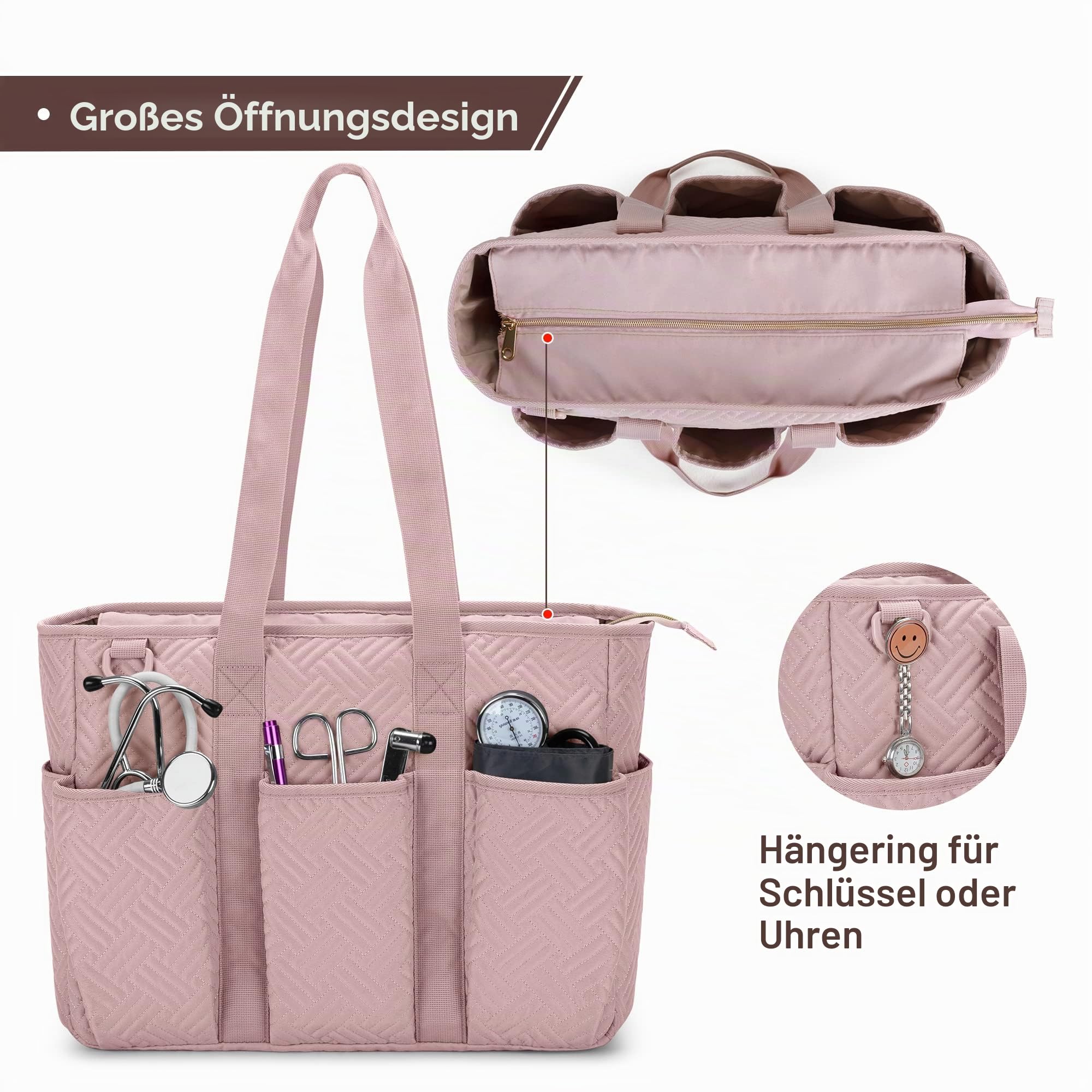 Fasrom Aufbewahrungstasche für Krankenschwester, Tragebare Medizinische Tasche Erste Hilfe Sets Tasche für Medizinstudent, Ärzte (Rosa)