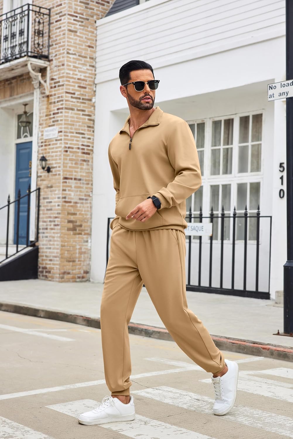 COOFANDY Men's Tracksuit 2 Piece Quarter Zip Sweatsuit Sets Casual Athletic Running Jogging Suits - Image 5