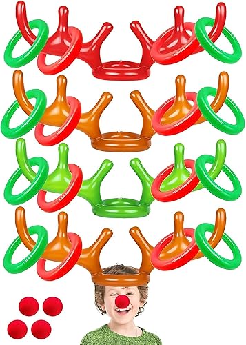 TOPLEE Juego de 20 piezas inflables de cuernos de reno, fiesta de Navidad, juegos de sombrero de cuernos para niños y adultos, familia, juegos de