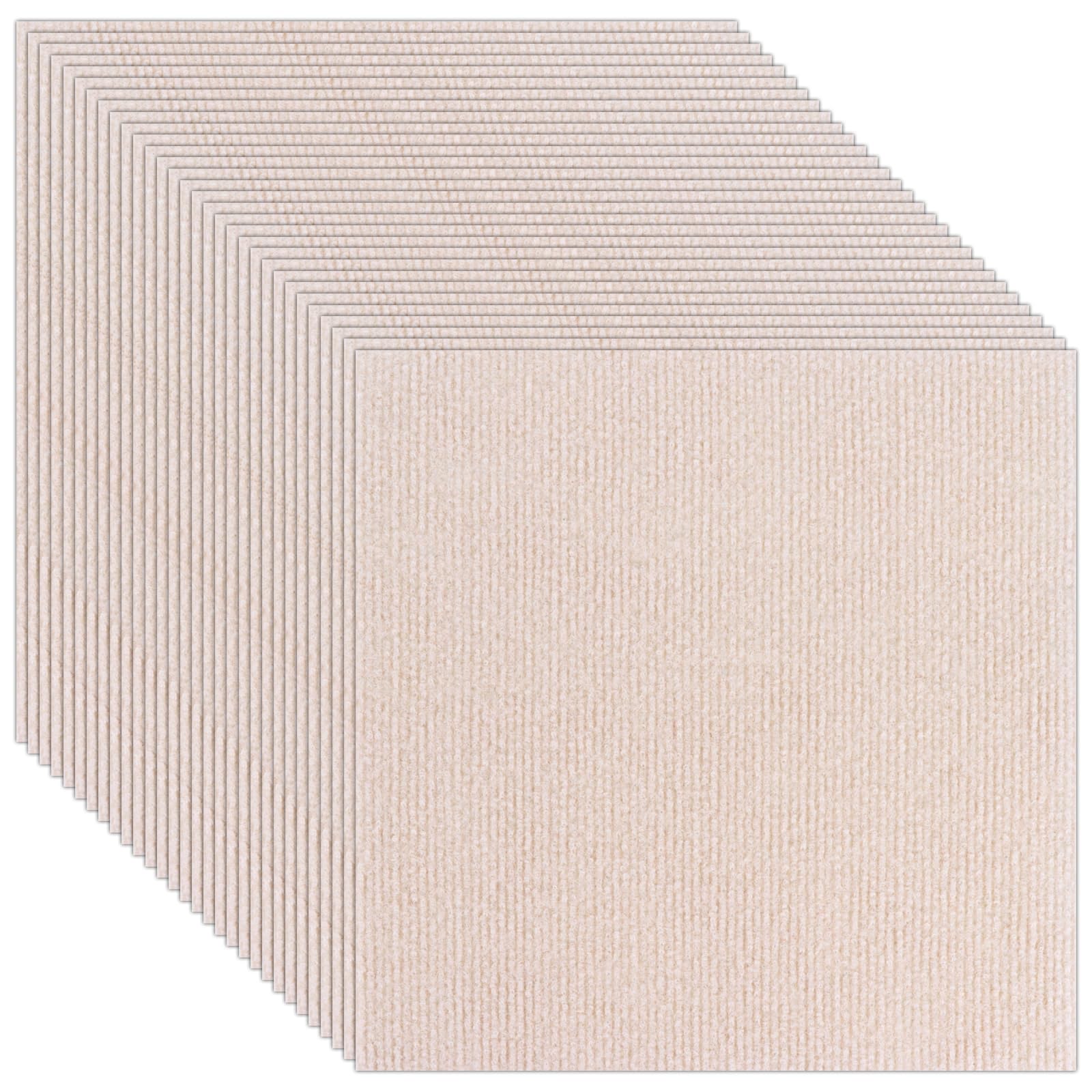 Dalles de Moquette Autocollantes Beiges (30 pièces, 30 x 30 cm), antidérapantes et résistantes, faciles à Poser et à Retirer. Idéales pour Le Bureau, Le Salon et la Chambre, Elles masquent Les Taches
