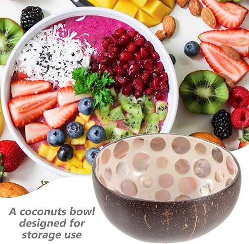 Miniatura 6 de BESTOYARD Cuenco de cáscara de coco, decoración de helado, contenedor de pasta, decoración hawaiana, cuenco de mezcla de frutas, cuenco de cóctel,