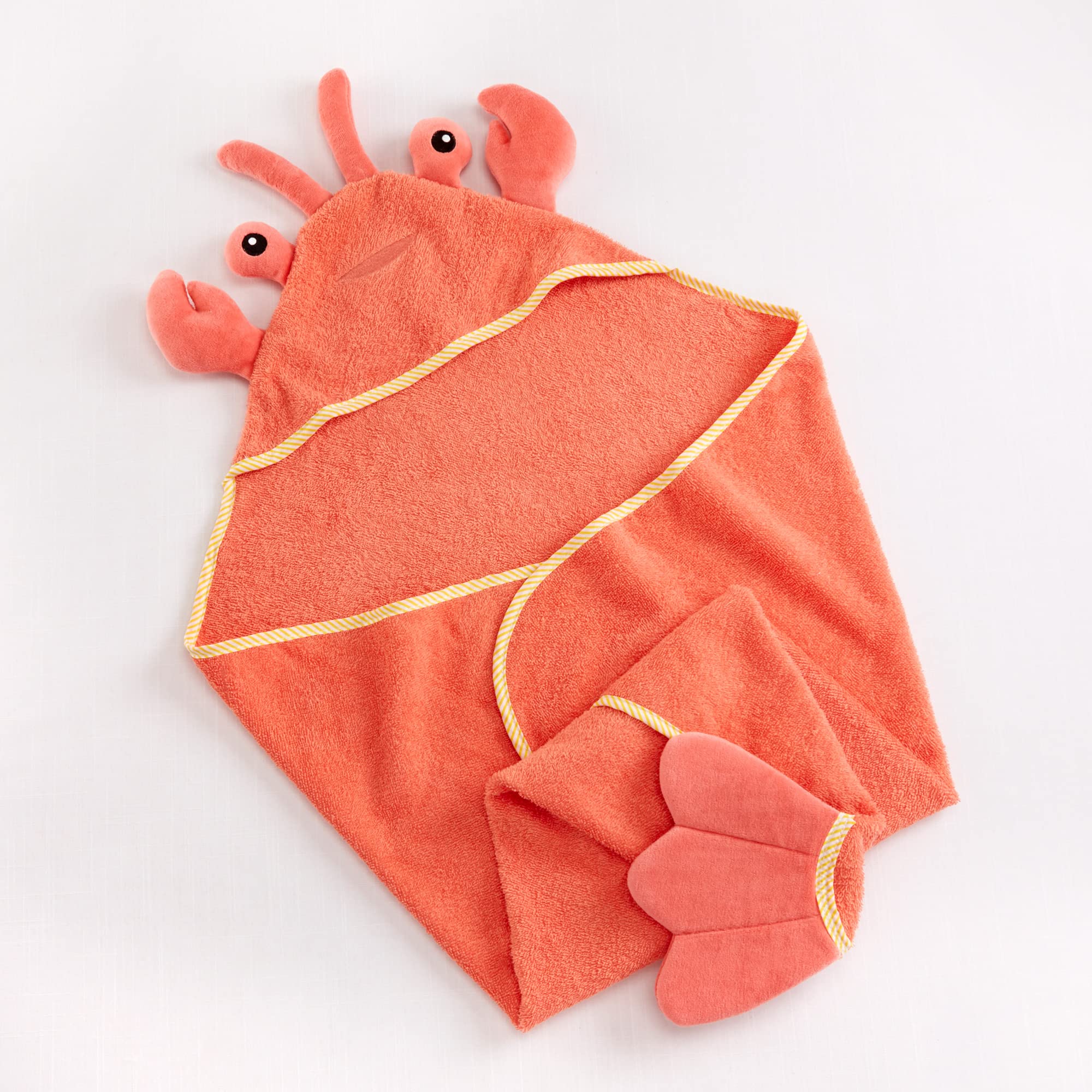 Baby Aspen ZKMAGIC Baby Boys Lobster Laughs (Updated Gift Packaging) Hooded Towel, Orange, 1 Count US