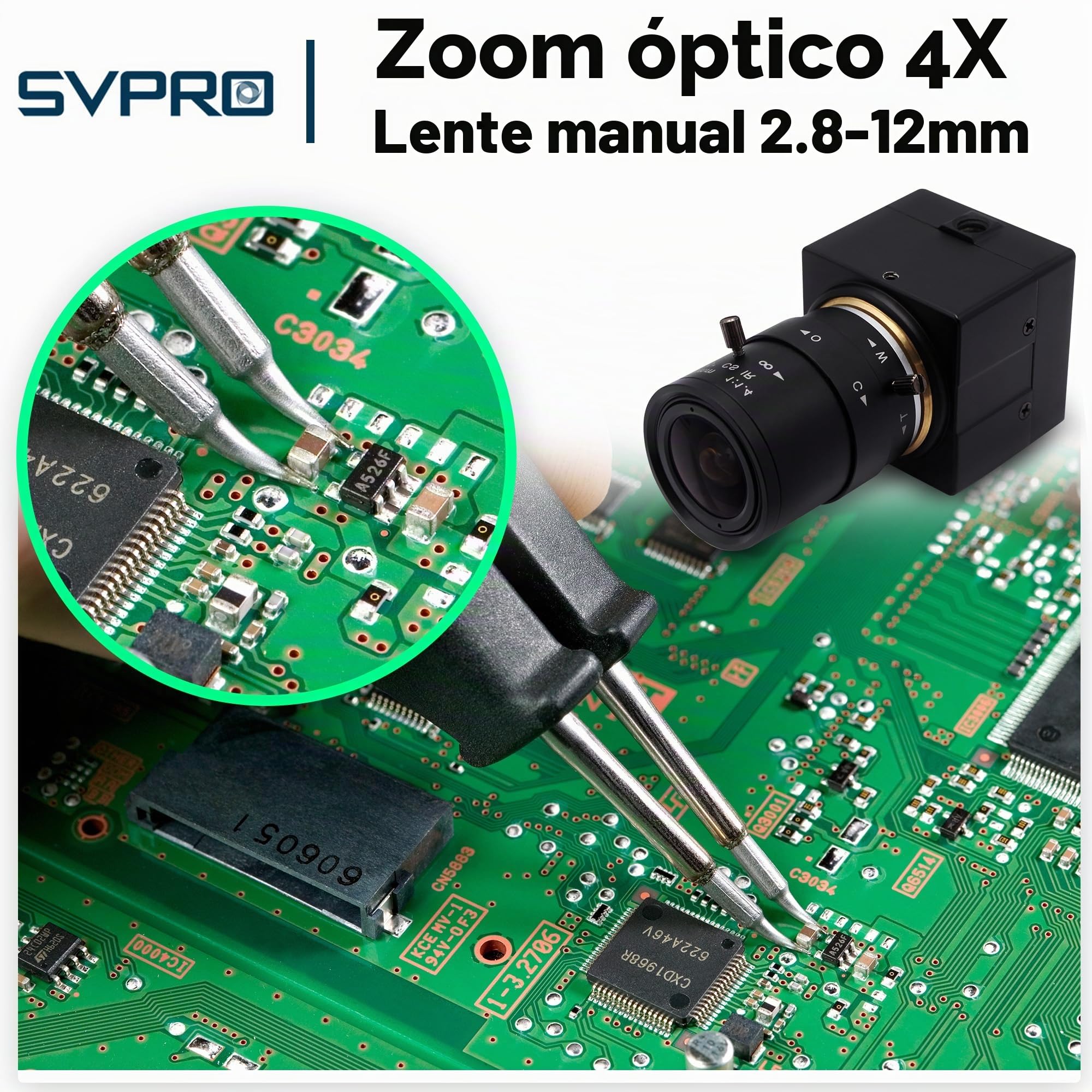 Svpro Cámara web USB 5 MP 30 fps objetivo zoom 2,8 – 12 mm IMX335 para monitoreo de máquina de baja luz, PC, portátil, UVC Plug-in Webcam para Windows, MacOS, Linux