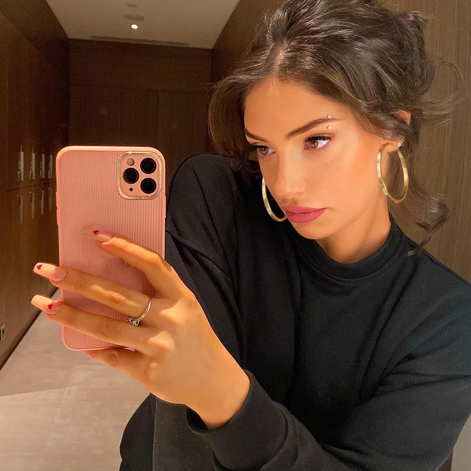 EXGOX Silver Hoop Earrings for Women - Sterling Silver & 14K Gold Plated - Hypoallergenic 925 Silver - Big Hoop Earrings (30/40/50/60/70mm) - Image 3