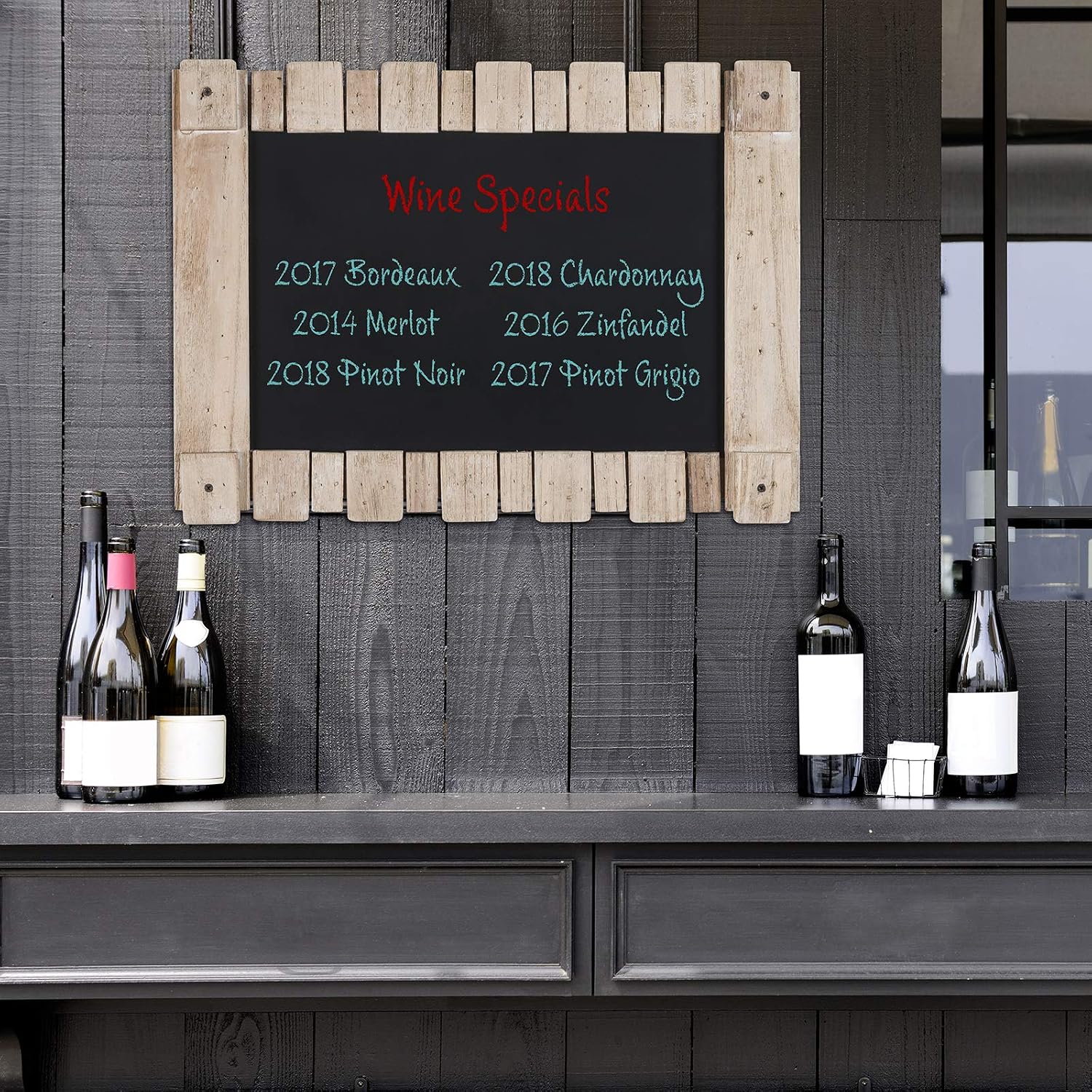 Excello Global Products Rustic Barnwood Wall Mounted Hanging Chalkboard Sign 23"x18" - EGP-HD-0016