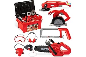 JOYIN 9Pcs Kids Toy Circular Saw Construction Tool Kit
