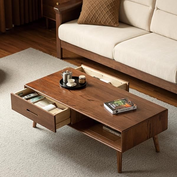 Solid Oak Table with Double Drawers