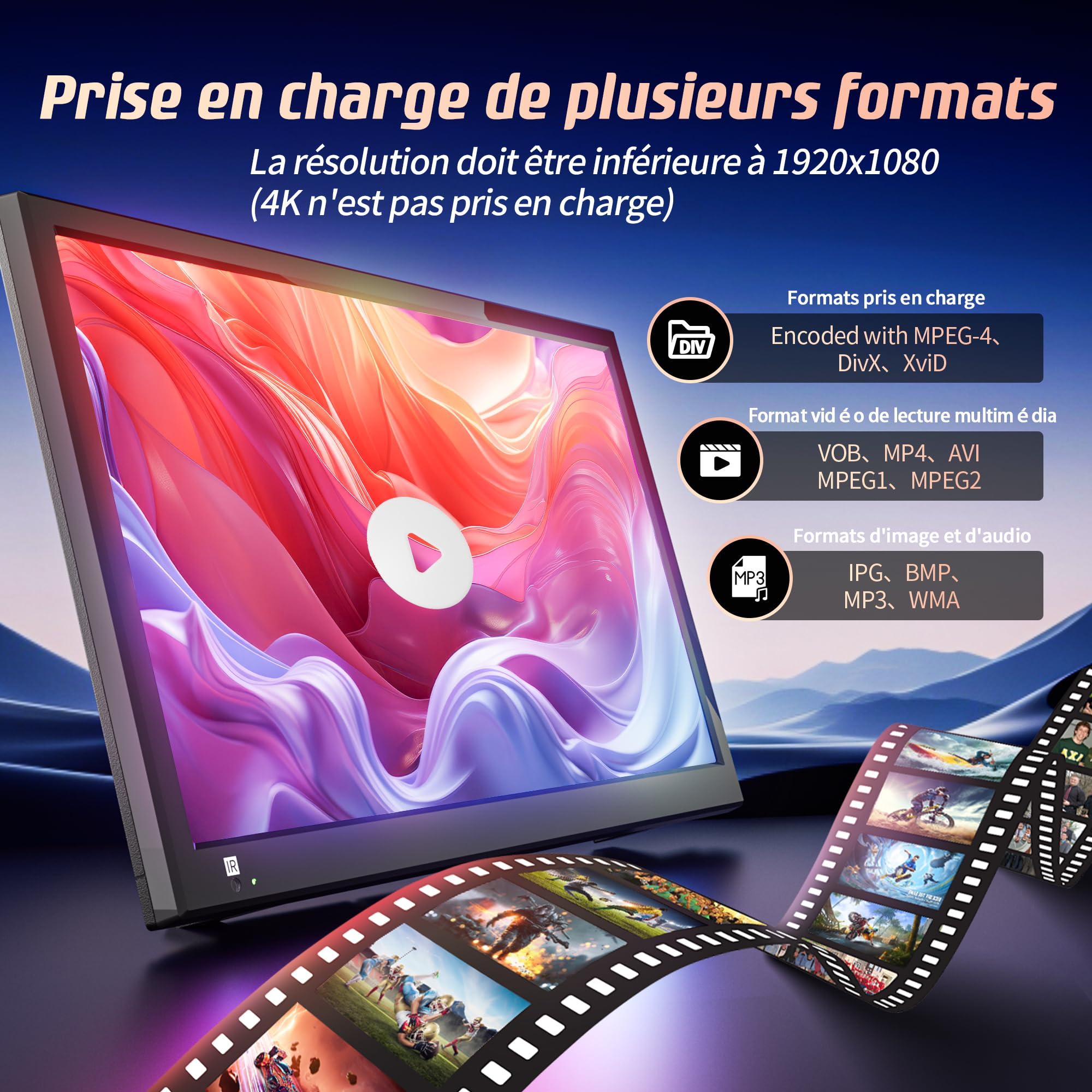 Desobry 19 Pouces Petite Télévision avec Lecteur DVD intégré