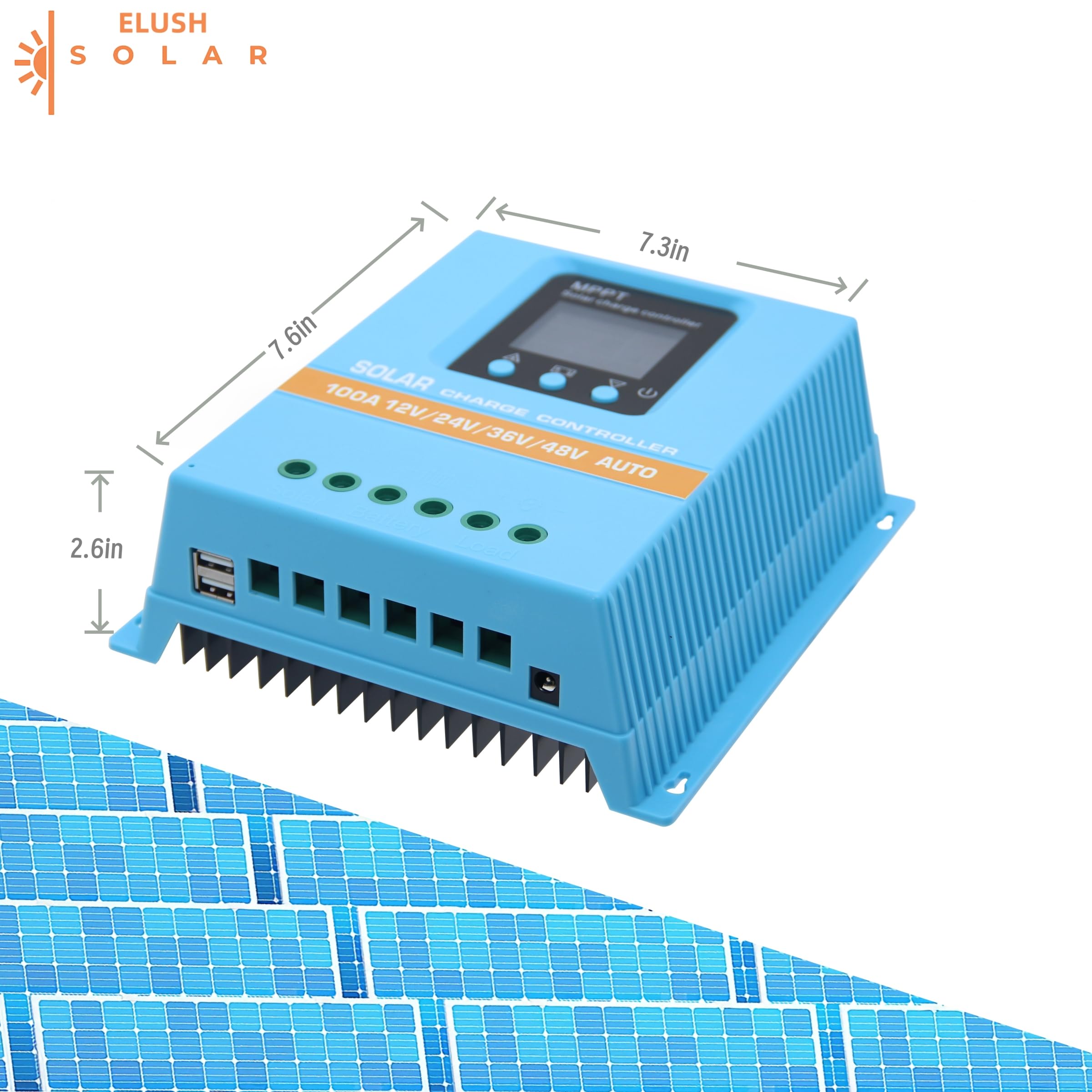 Verbesserter 100 A MPPT Solarladeregler, 12 V, 24 V, 36 V, 48 V, LCD-Display, Akku, intelligenter Regler, max. 100 V Eingang, Dual-USB für Blei-Säure/Lithium