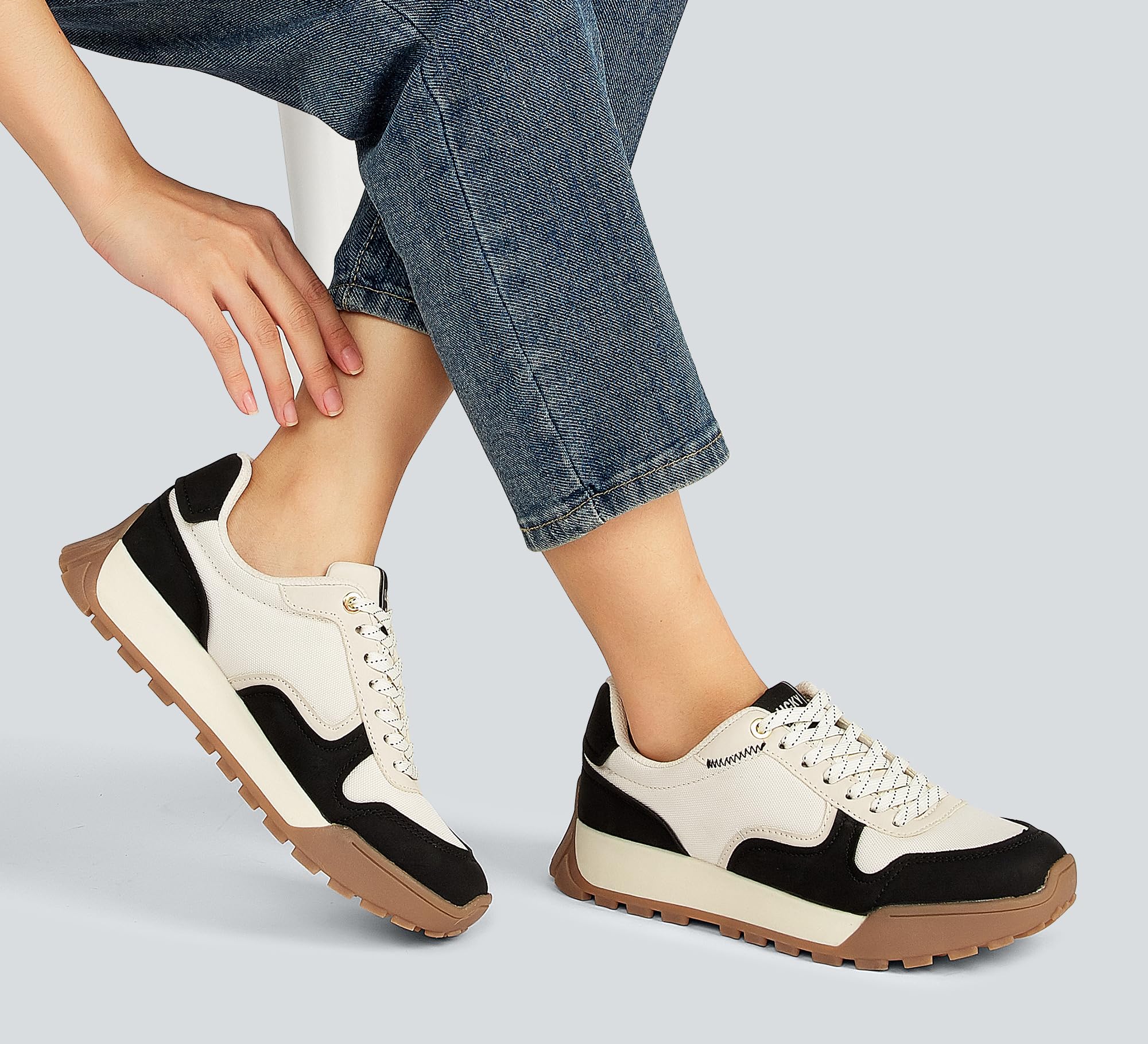 LUCKY STEP Zapatillas Mujer Plataforma Canvas Casuales con Cordones - Tenis Deportivos Retro para Caminar, Running, Moda y Estilo Clásico