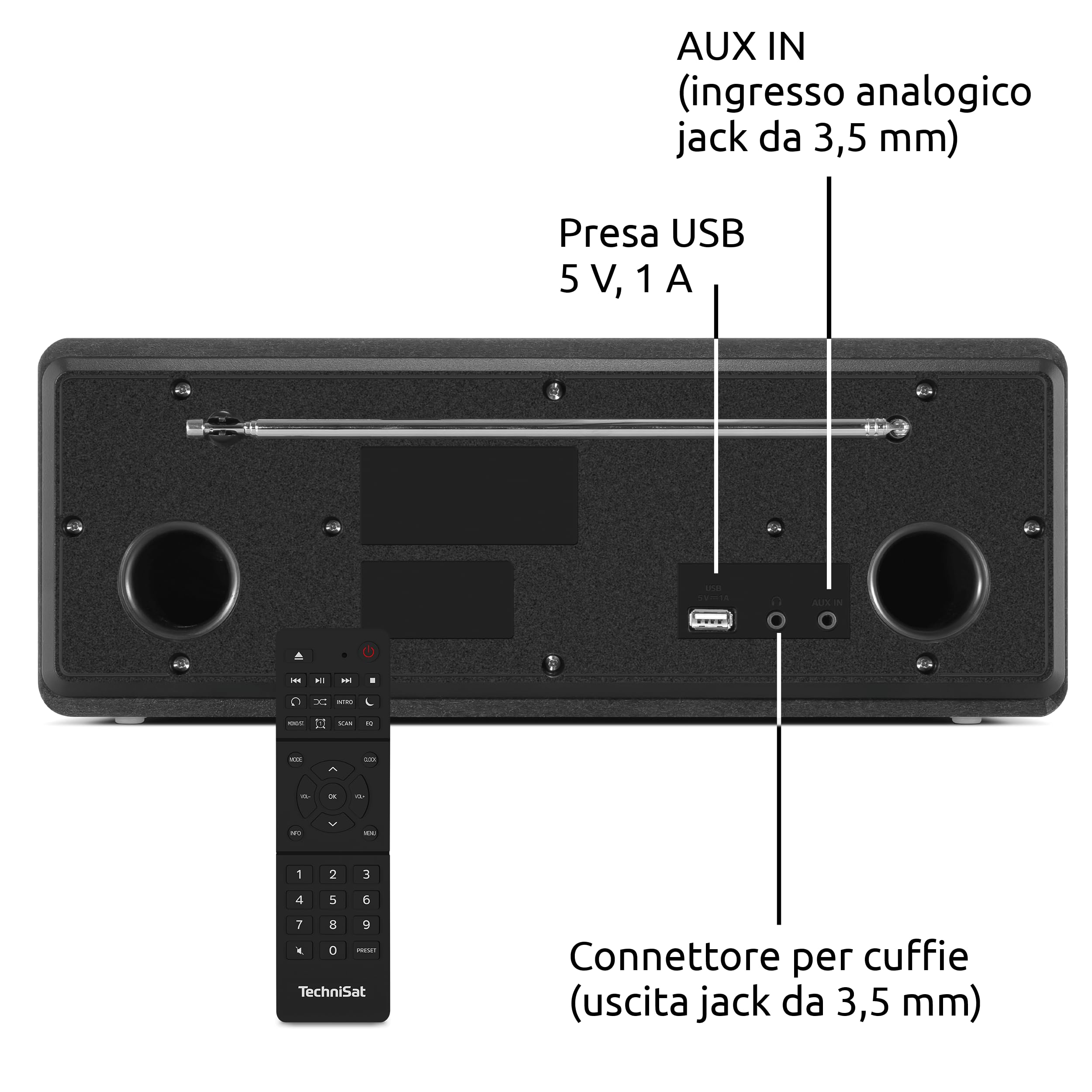 TechniSat DIGITRADIO 320 Radio digitale DAB+ FM CD Bluetooth USB 2×5W RMS TFT