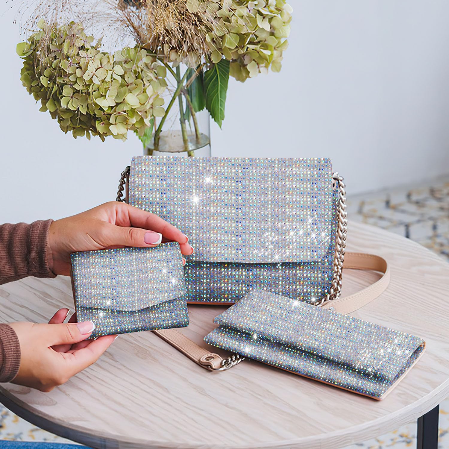 4 Rollen Strassband Selbstklebend Silber - Kristall Strassbänder 1 Yard Pro Rolle