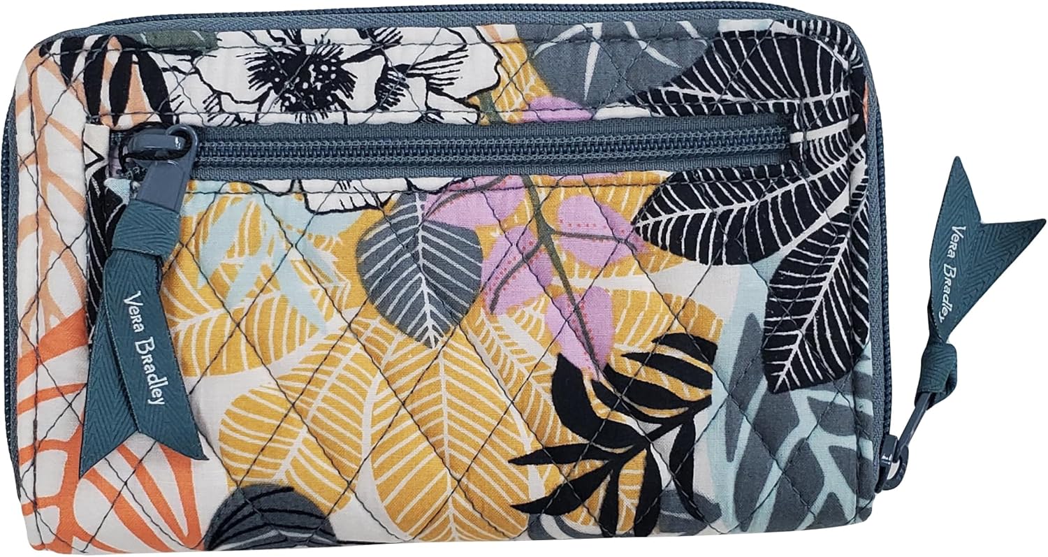 Vera Bradley Women's Cotton Turnlock With RFID Protection Wallet (Palm Floral, One Size)