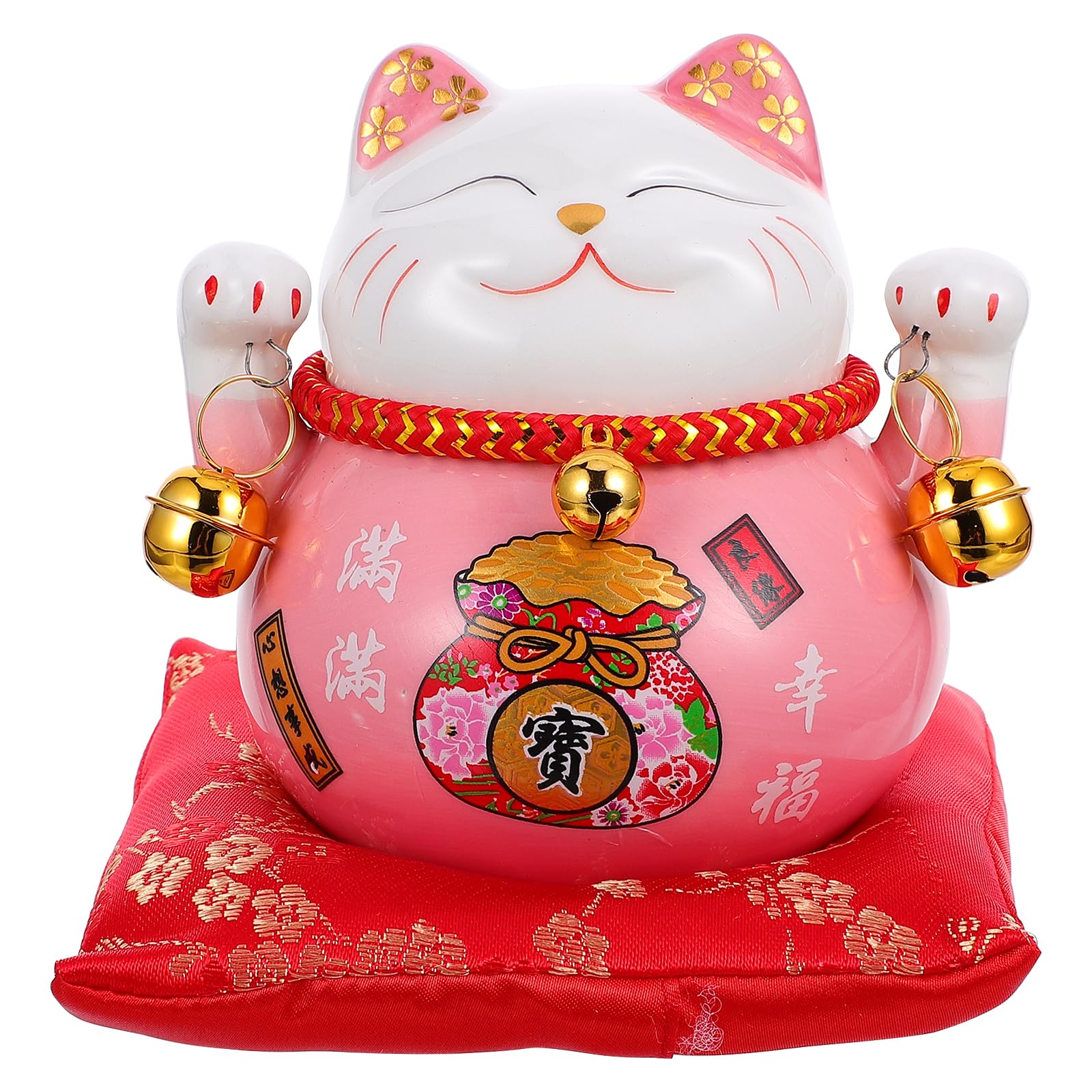 Garneck Lucky Cat Money Bank Feng Shui Maneki Neko Lucky Cat Coin Bank Ceramic Lucky Cat Piggy Bank Porcelain Money Change Pot Feng Shui Decor Ornament for Kids Money Save Bank Pink 4. 5in