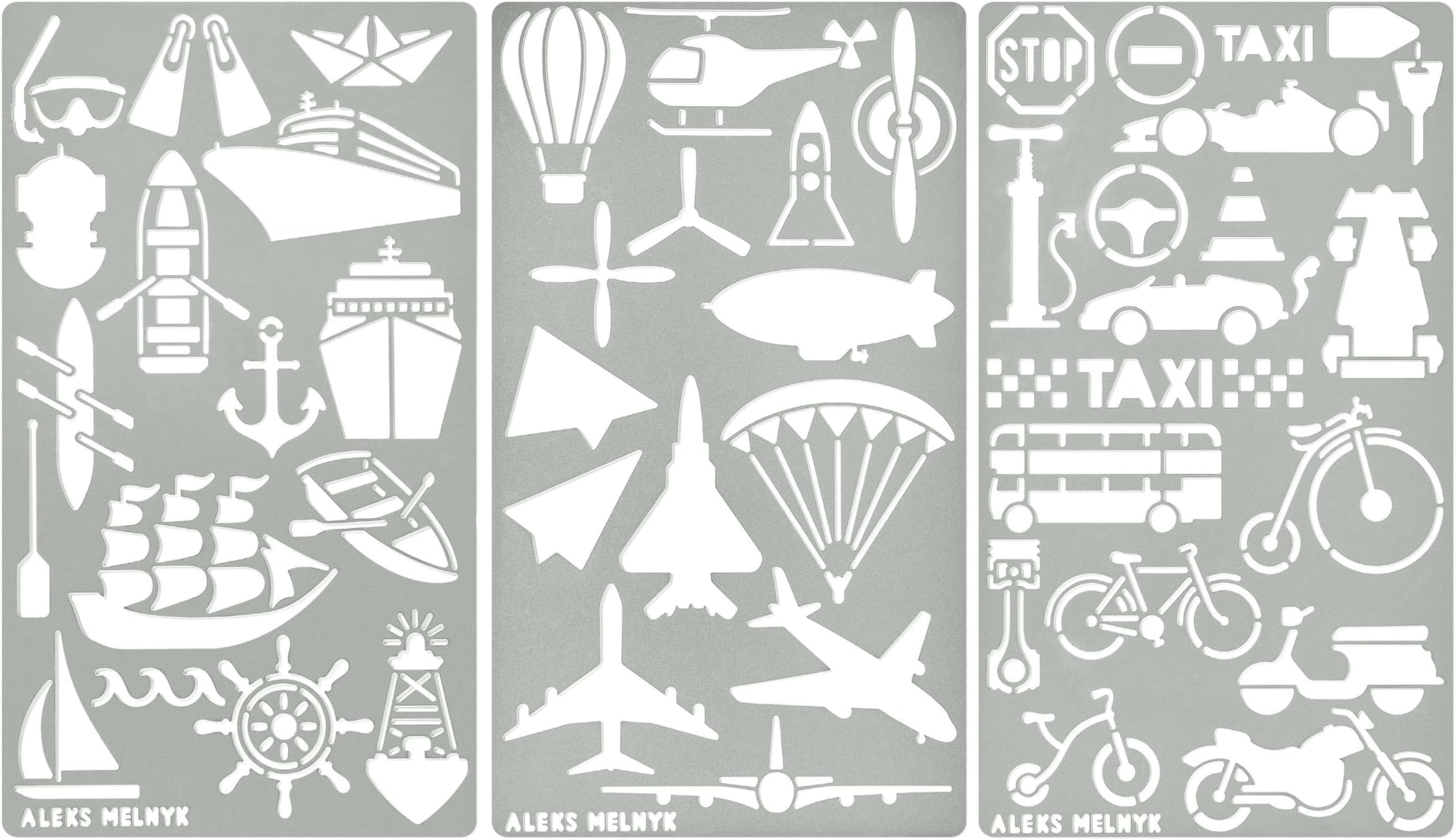 Aleks Melnyk No.46 Vehicle Metal Stencils, Pirate Ship, for Painting, Stainless Steel Journal Stencils for Wood Burning, Pyrography, Engraving