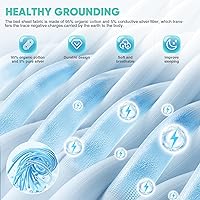 Vista 4 de AsmrCap Grounding Sheets King, 95% algodón orgánico + 5% fibra de plata pura, sábanas de tierra con cable de tierra, kit de conexión a tierra