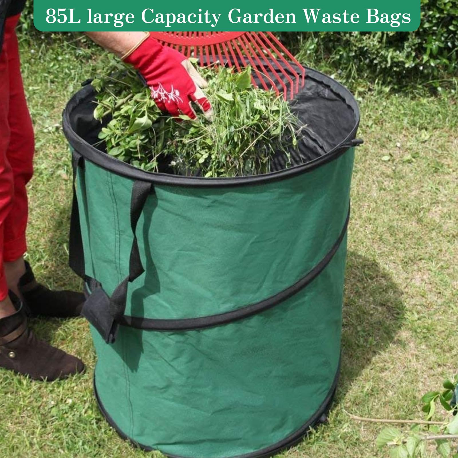 Sac Dechets Verts, avec poignées Sacs de Jardin Sac Poubelle réutilisable, Sacs de Jardin Heavy Duty, 85L 2pcs