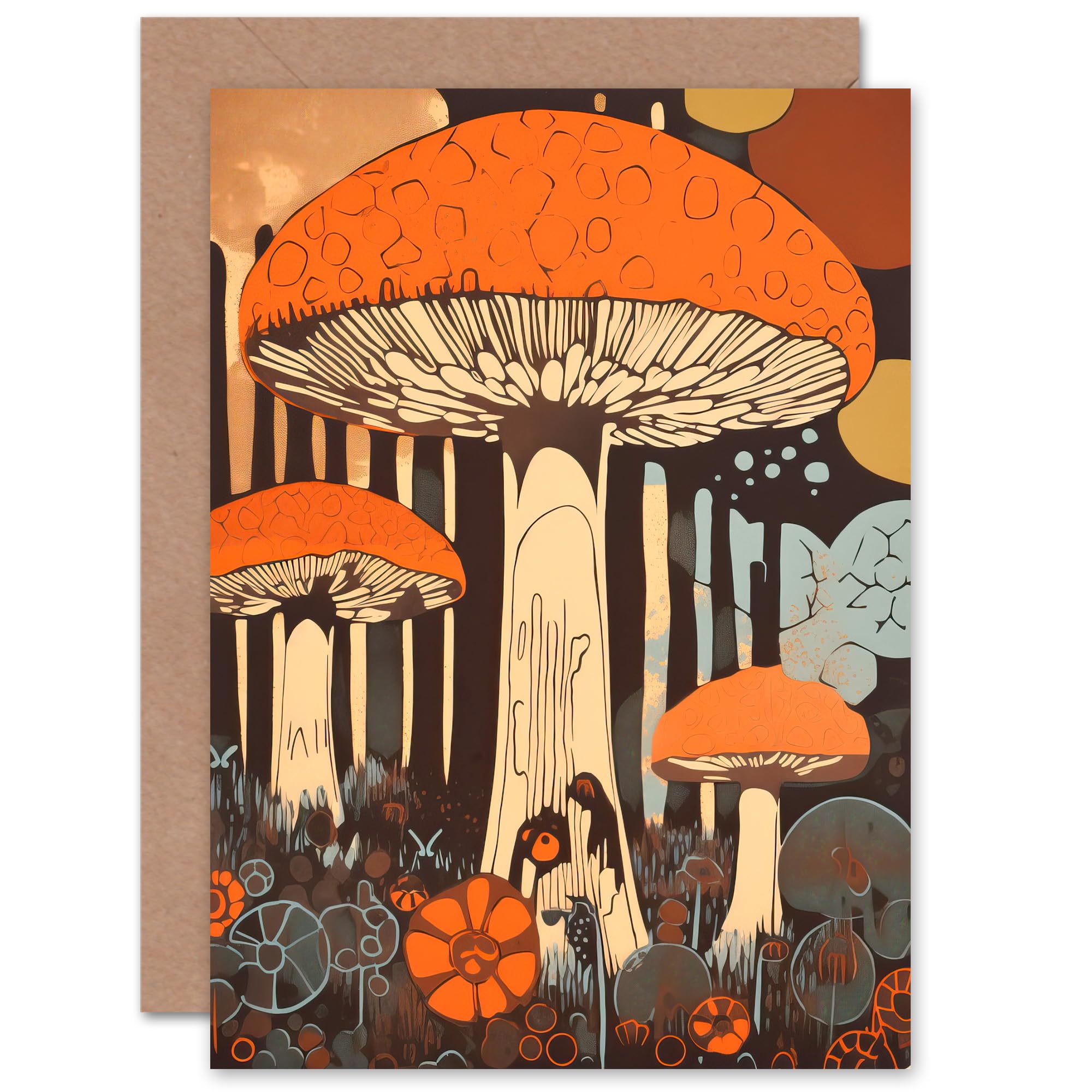 Cep Mushroom Fungi Pastel Earthy for Him or Her Birthday Blank Greeting Card