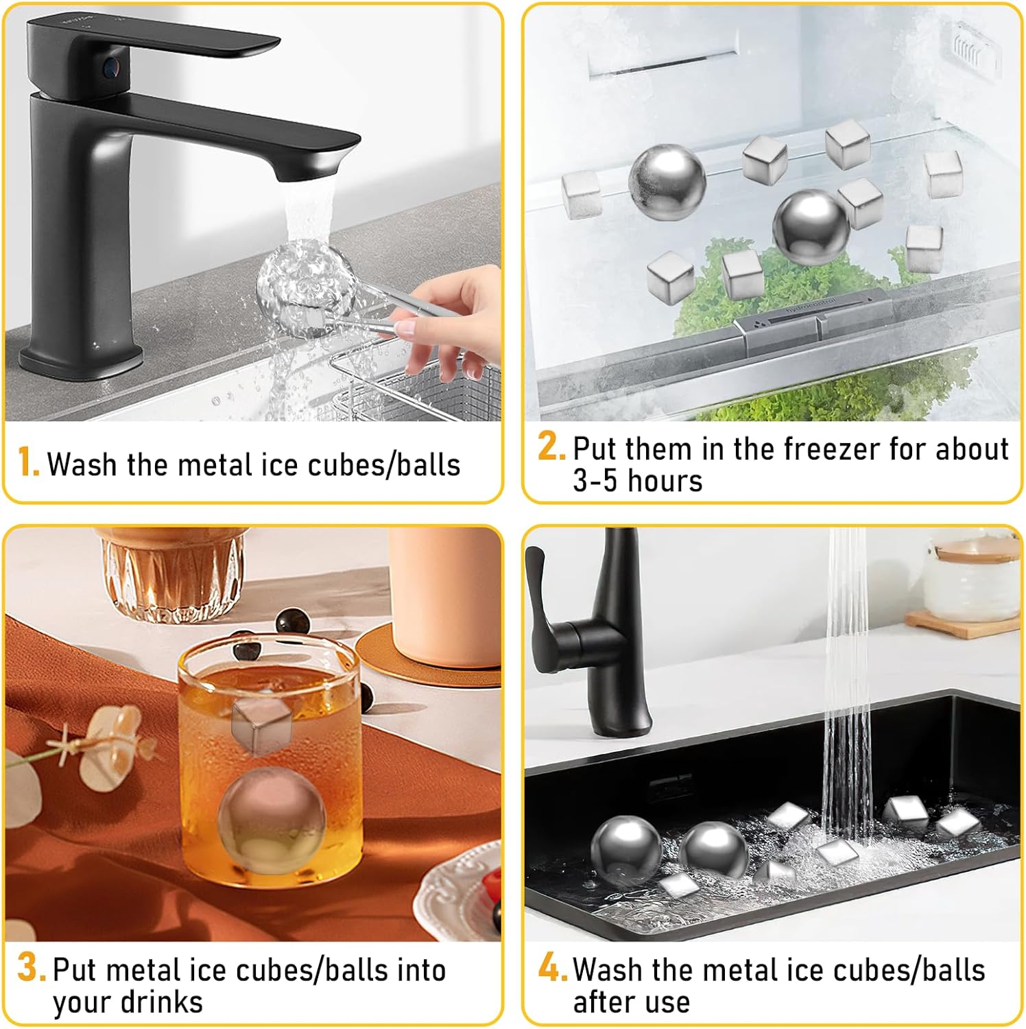 Whiskey Ice Cubes Set, Reusable Metal Ice Cubes for Drinking with 8 Stainless Steel Ice Cubes and 2 Ice 55mm Ball,Gifts for Men Dad Husband Women, Birthday Gifts for Whiskey Lover