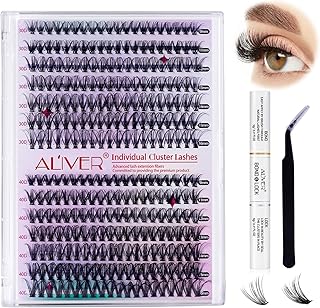 280Pcs Individual Cluster Lashes,D Curl 9-16mm Lash Clusters DIY Lash Extension with Strong Hold Bond Seal Lash Glue and Applicator Clusters Lashes Kit,DIY at Home Lash Extensions Kit
