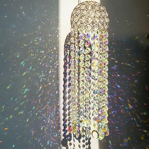 Miniatura 9 de 20 Pulgadas Azul Ojo del Mal Cristales Colgantes Atrapasoles Adorno para Árbol de Navidad con Bola de Energía Chakra Prisma Colgante