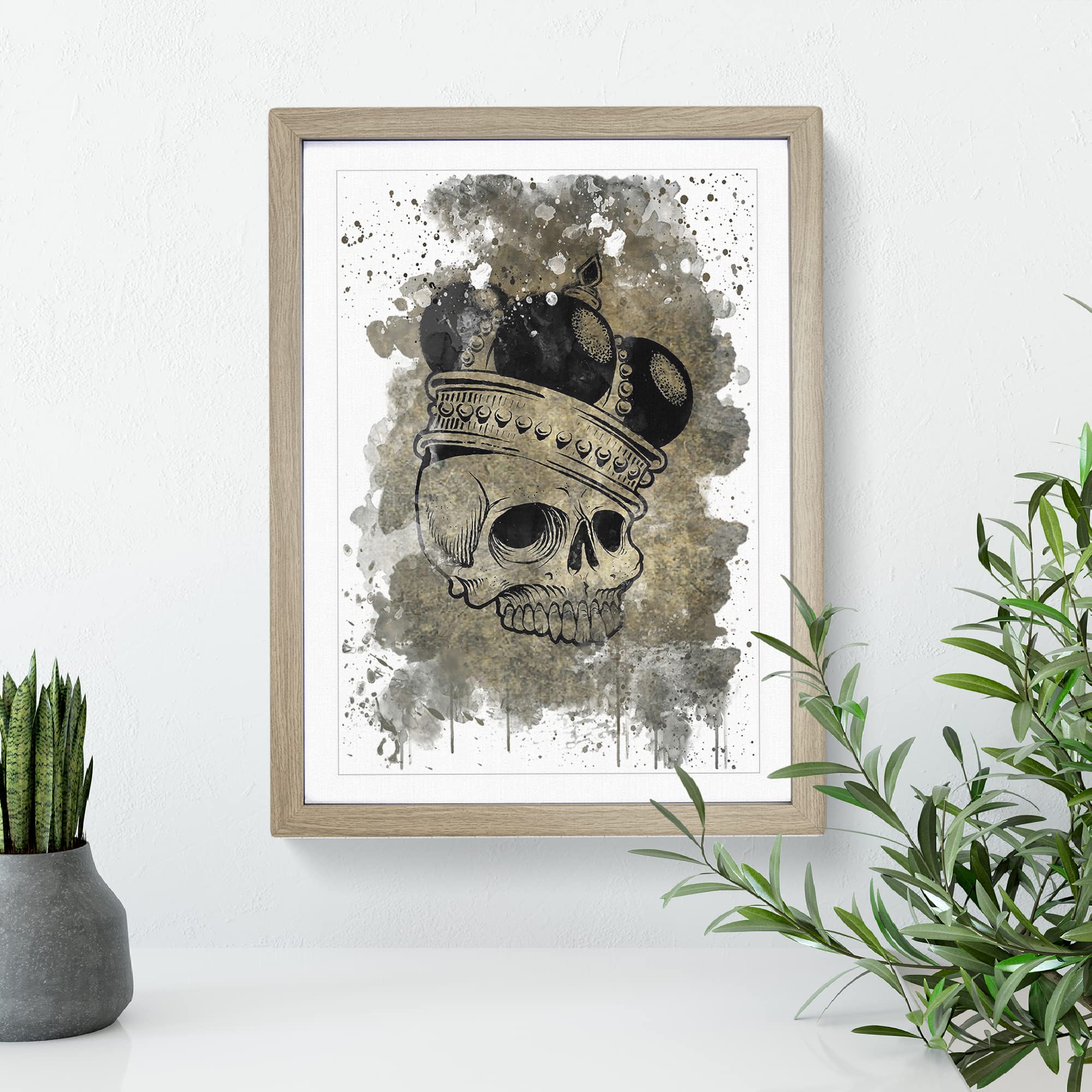 Skull With A Crown V3 Modern Framed Wall Art Print, Ready to Hang Picture for Living Room Bedroom Home Office Décor - Image 3